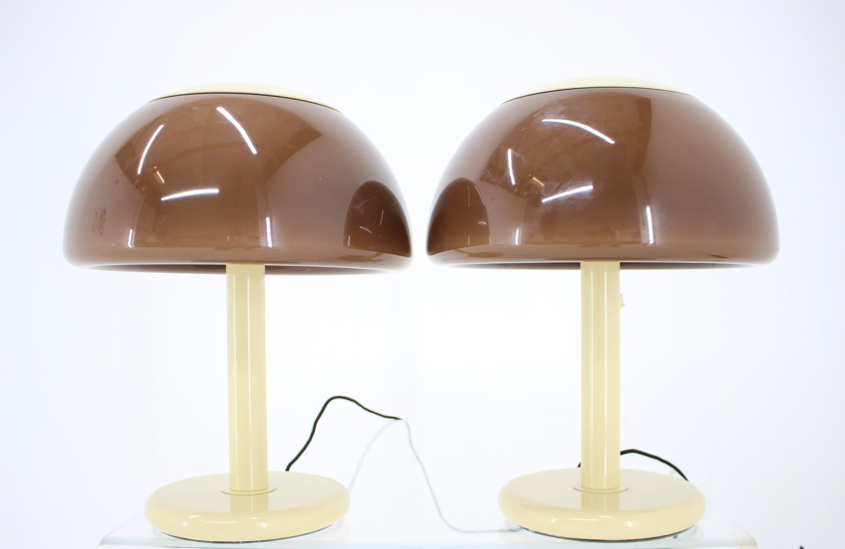 Mid-20th Century Pair of Rare Table Midcentury Lamps Mushroom, Harvey Guzzini, Italy, 1960s