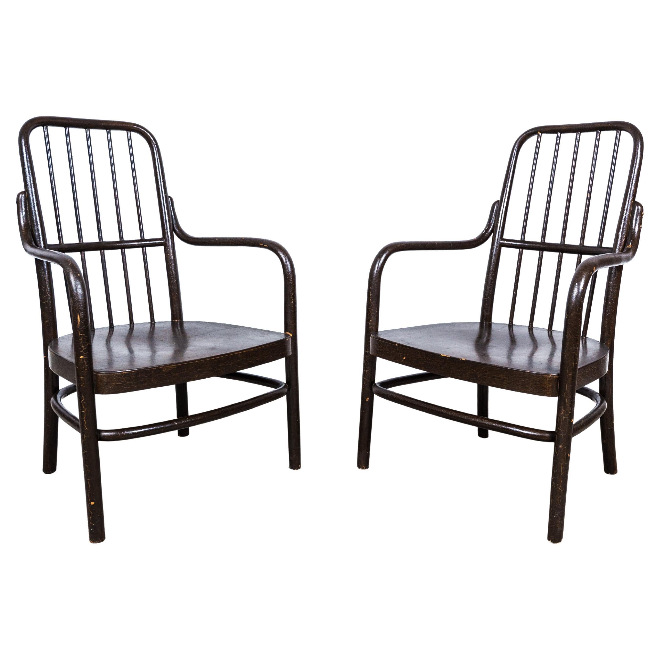 Pair of Rare Thonet A 63/F Armchairs by Adolf Gustav Schneck