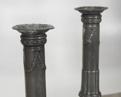 Pair of rare tin candlesticks, circa 1770.