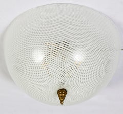 Pair of Rare Venini Reticello Ceiling Lights 1940'