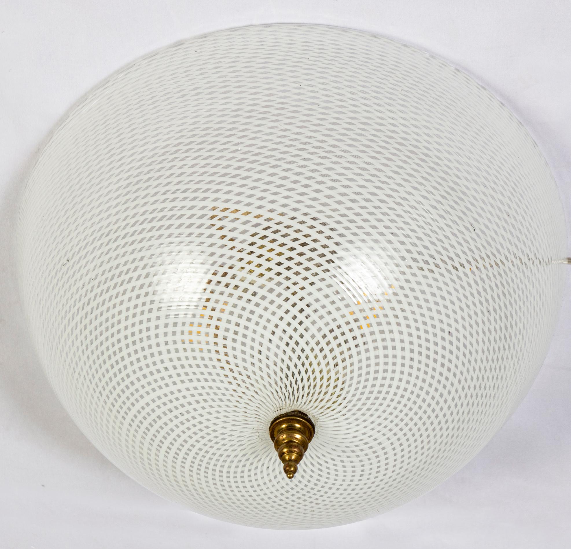 Pair of Rare Venini Reticello Ceiling Lights 1940' In Excellent Condition For Sale In Rome, IT