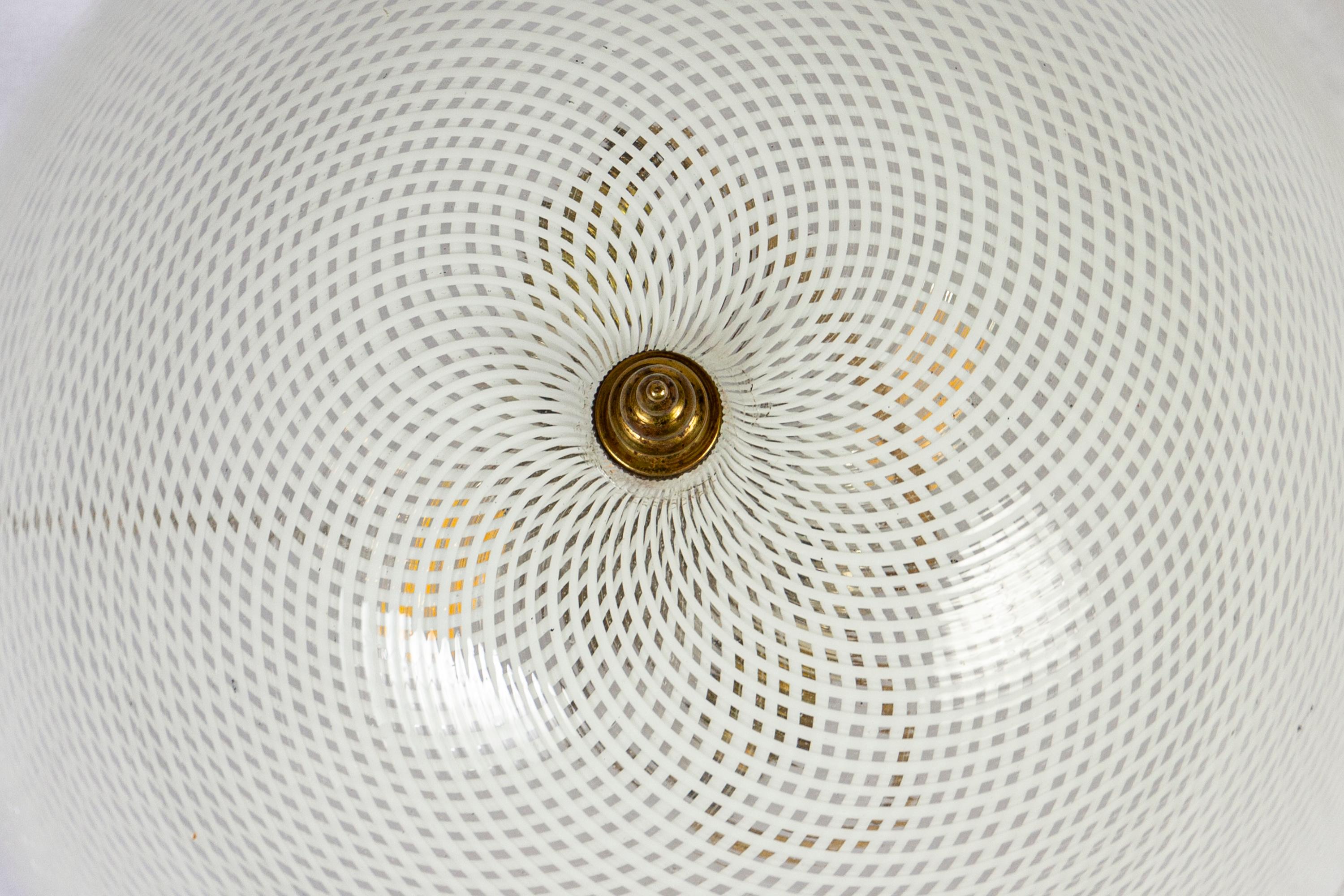 Pair of Rare Venini Reticello Ceiling Lights 1940' For Sale 1