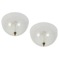 Pair of Rare Venini Reticello Ceiling Lights 1940'