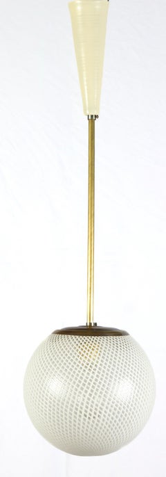 Seltene Venini Reticello-Pendelleuchte von Carlo Scarpa, 1940, Paar