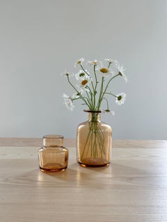 Pair of rare Verval Vallauris rose nude French glass vases