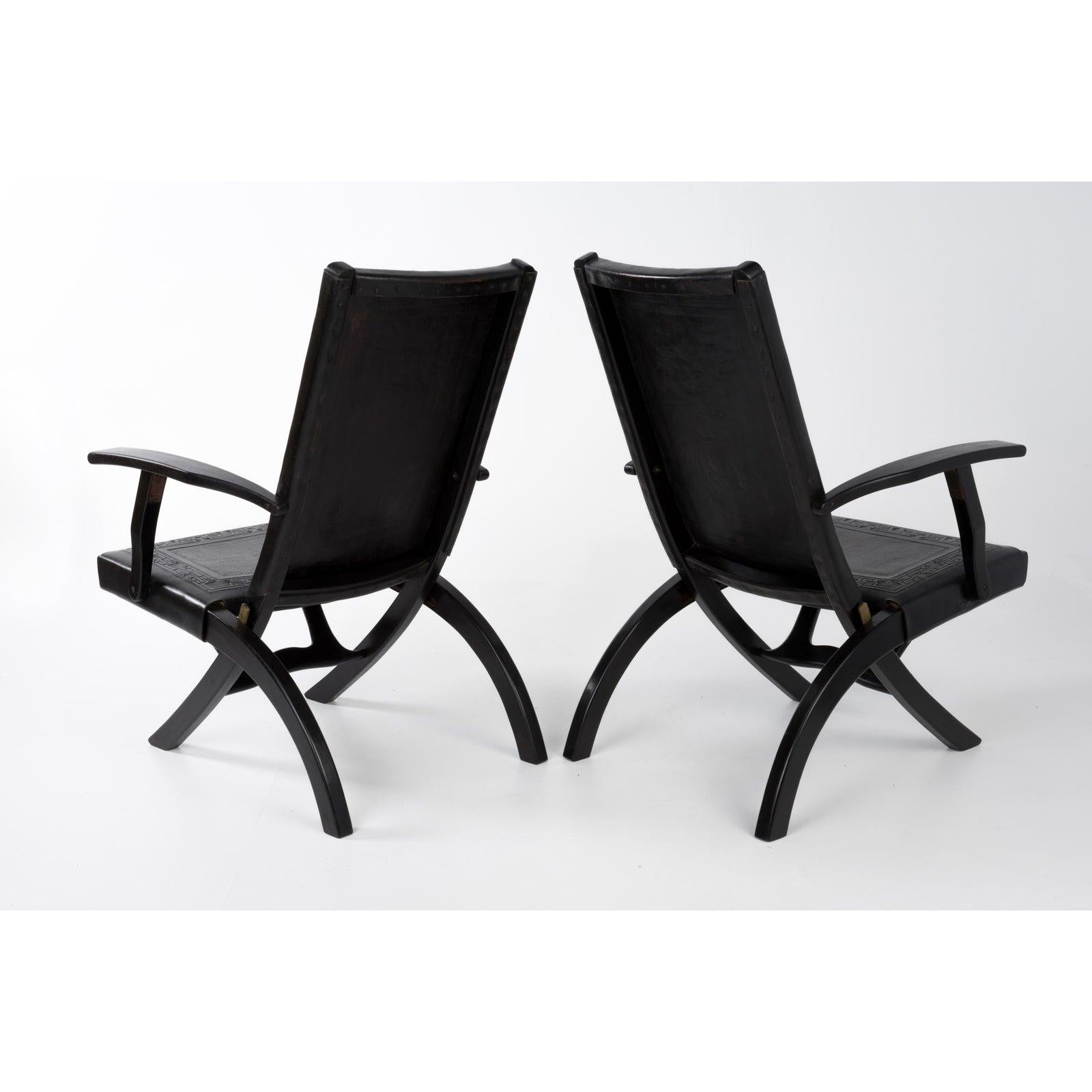 Paire de rares fauteuils vintage Angel I. Pazmino en cuir pour Muebles De Estilo en vente 5