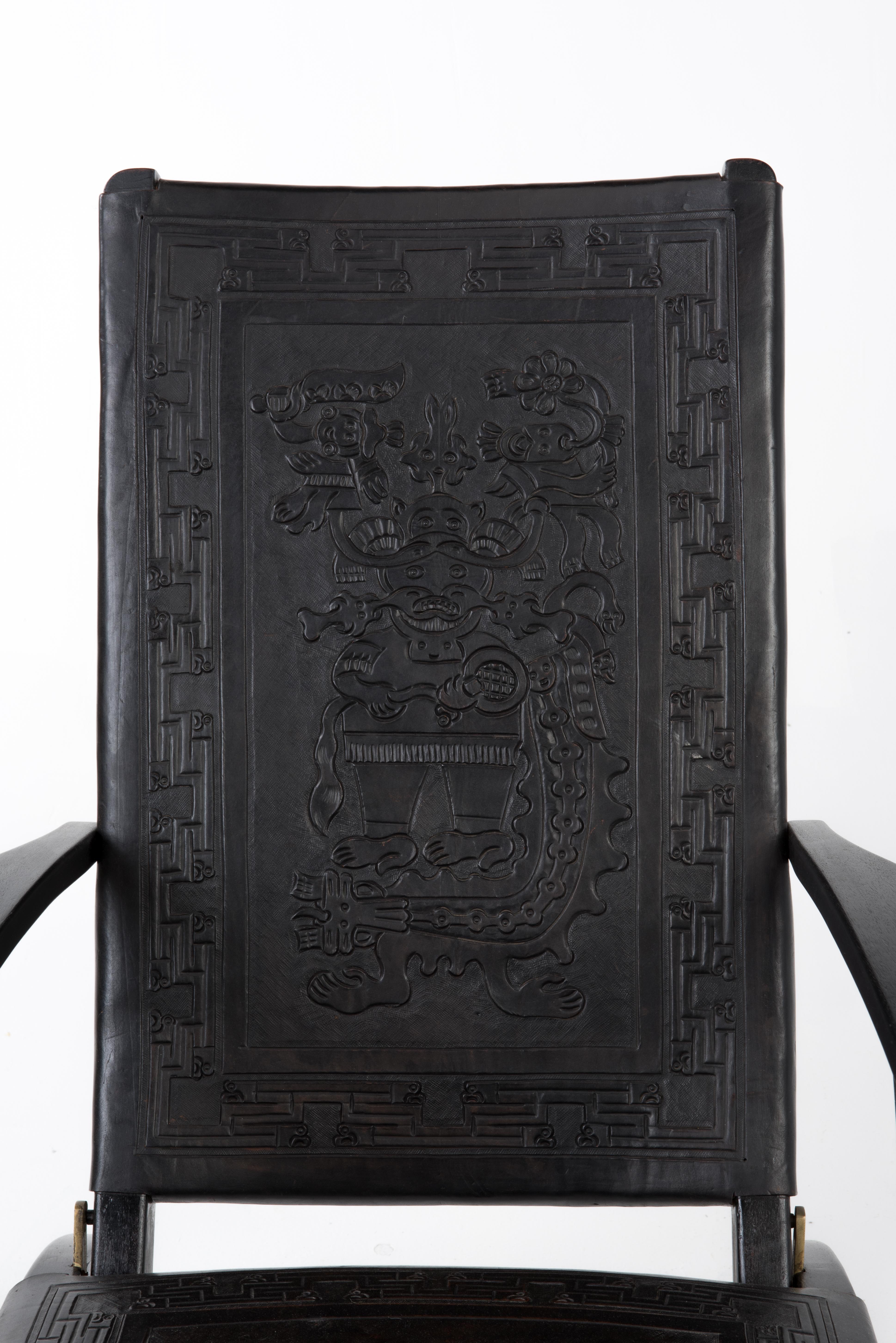 Mid-Century Modern Paire de rares fauteuils vintage Angel I. Pazmino en cuir pour Muebles De Estilo en vente