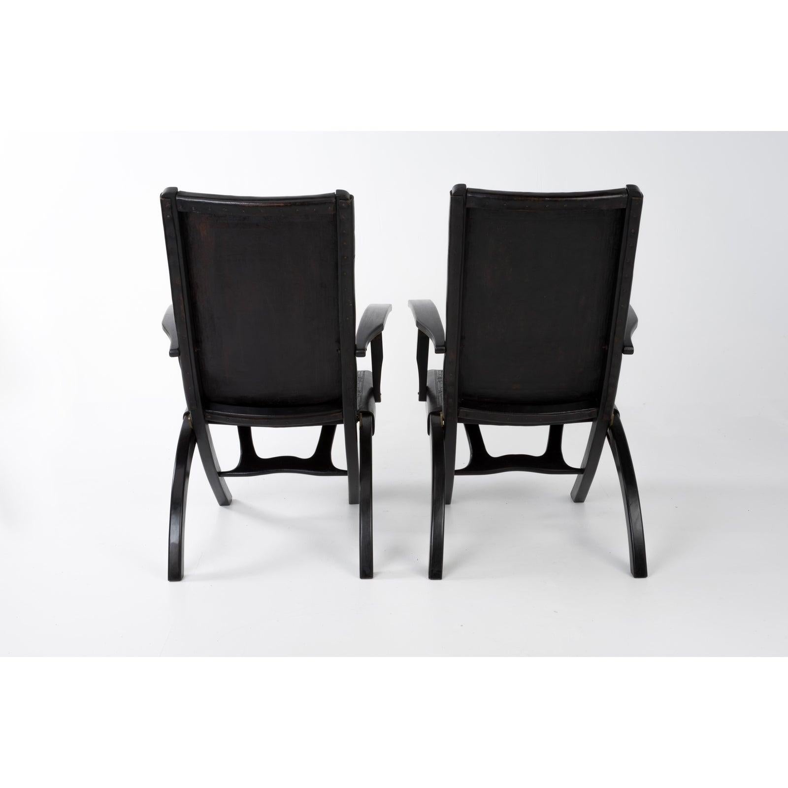 Late 20th Century Pair of Rare Vintage Angel I. Pazmino for Muebles De Estilo Leather Armchairs For Sale