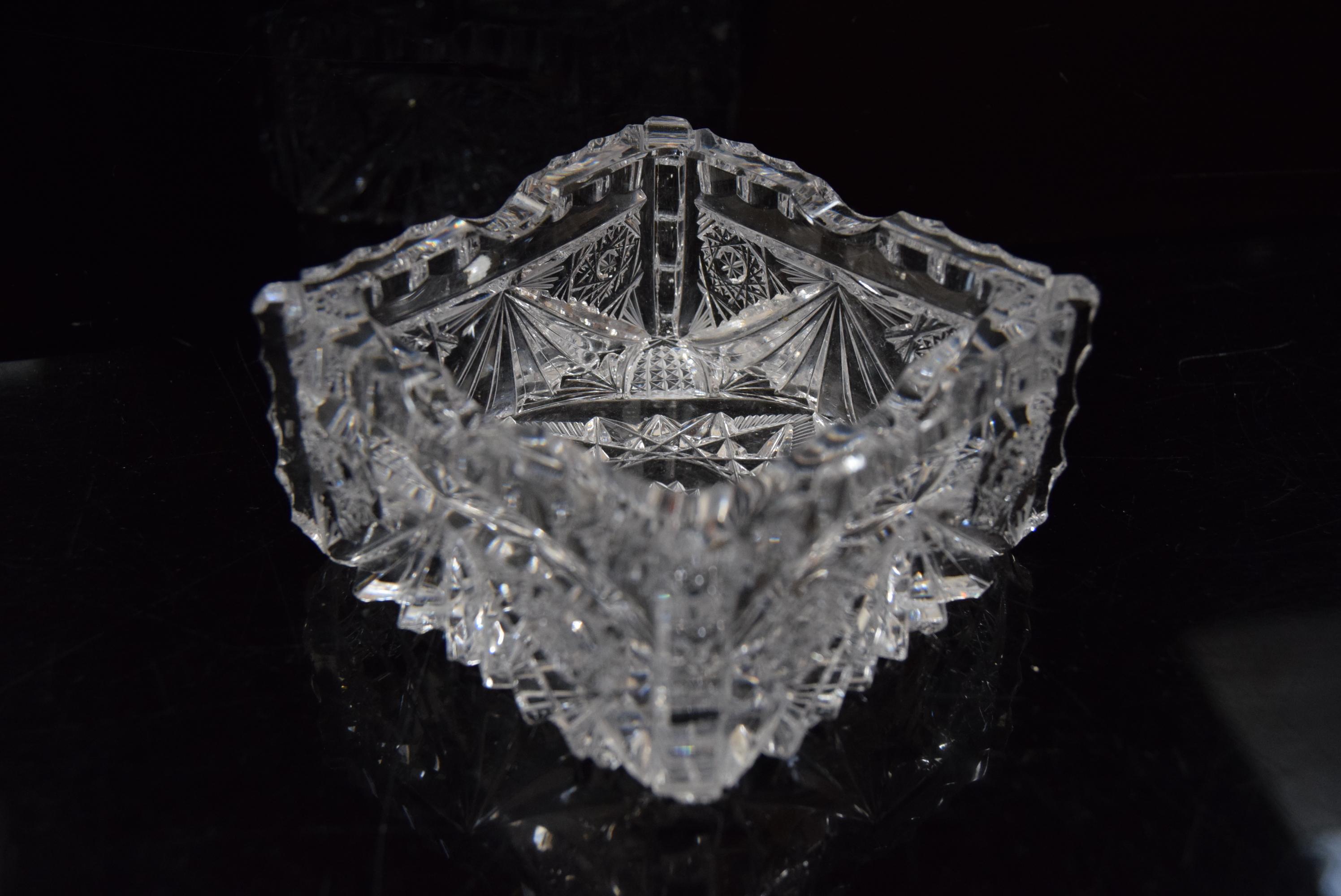 Pair of Rare Vintage Ashtrays, Cut Crystal Glass, Bohemia in the, 1960s For Sale 4