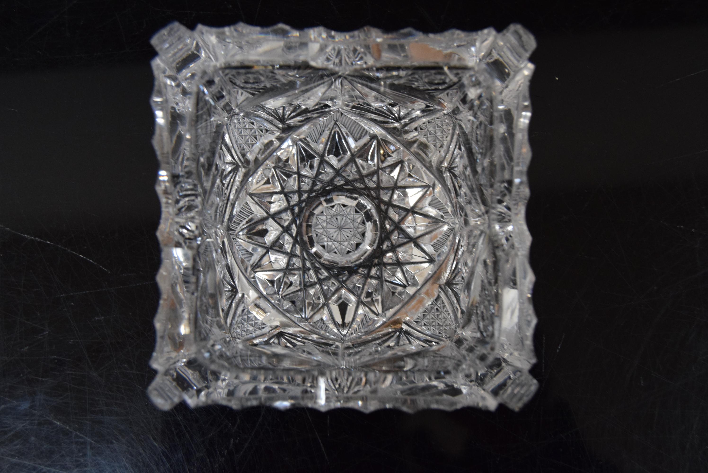 Pair of Rare Vintage Ashtrays, Cut Crystal Glass, Bohemia in the, 1960s For Sale 5