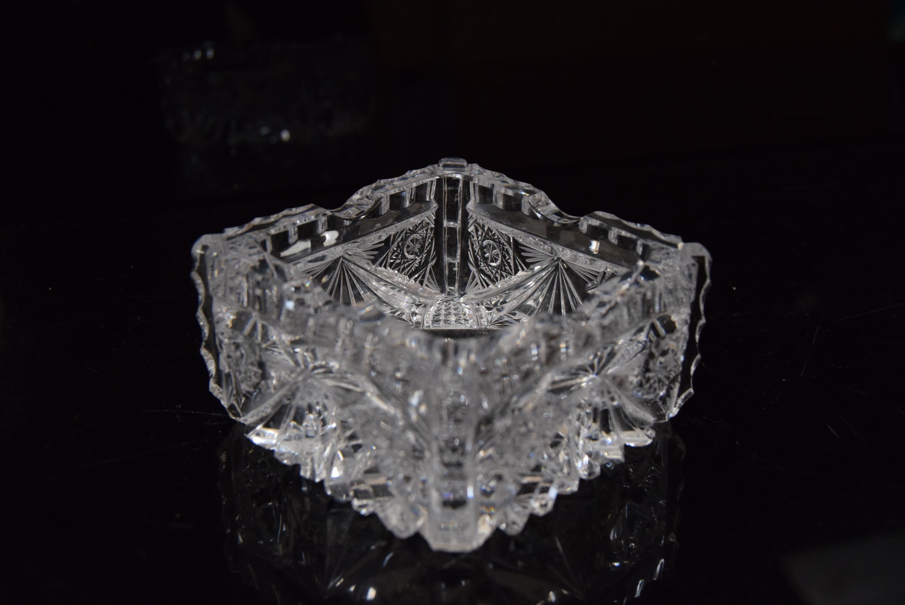 Pair of Rare Vintage Ashtrays, Cut Crystal Glass, Bohemia in the, 1960s For Sale 6