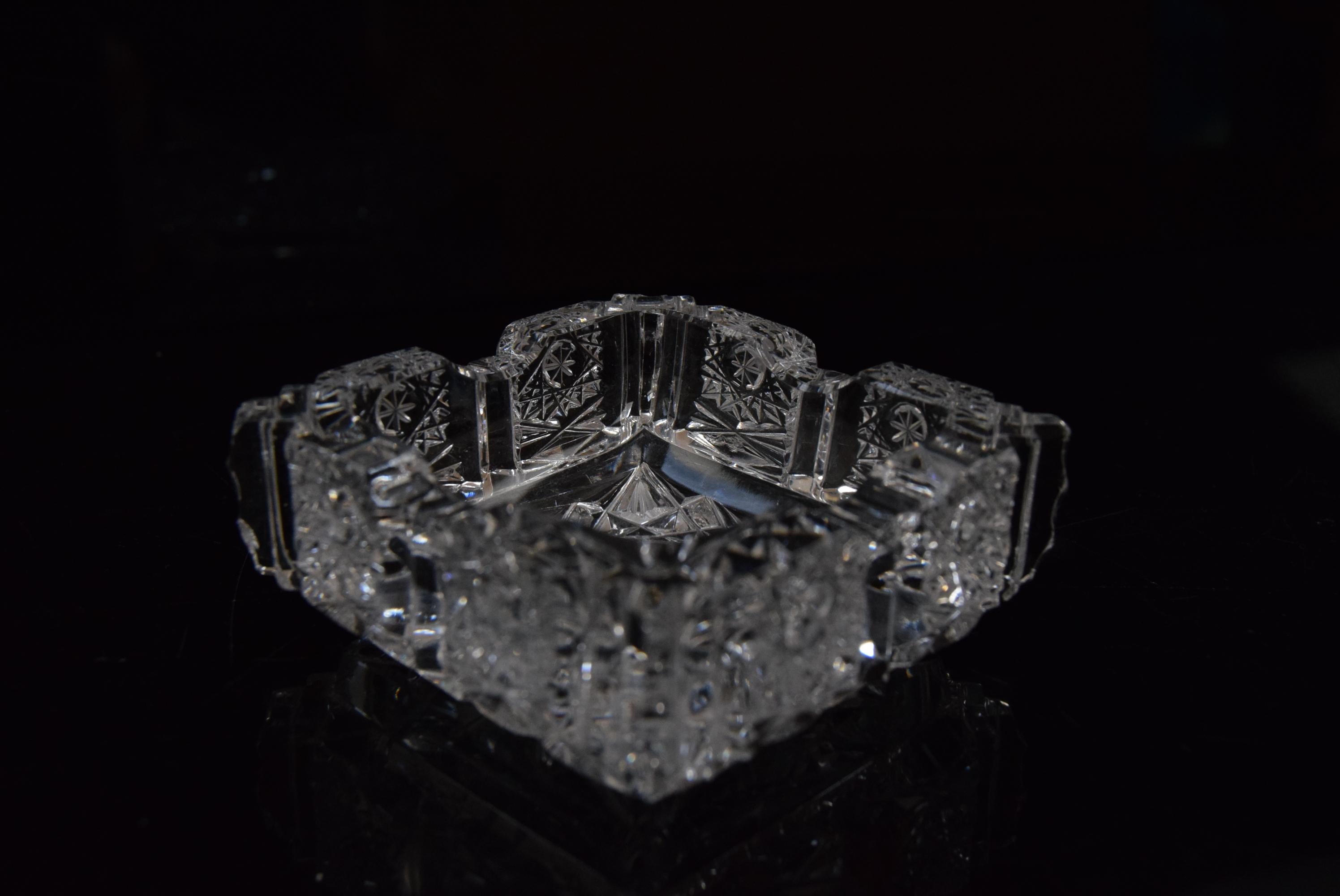 Pair of Rare Vintage Ashtrays, Cut Crystal Glass, Bohemia in the, 1960s For Sale 9