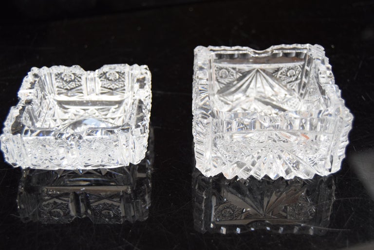 Pair of Rare Vintage Ashtrays, Cut Crystal Glass, Bohemia in the, 1960s