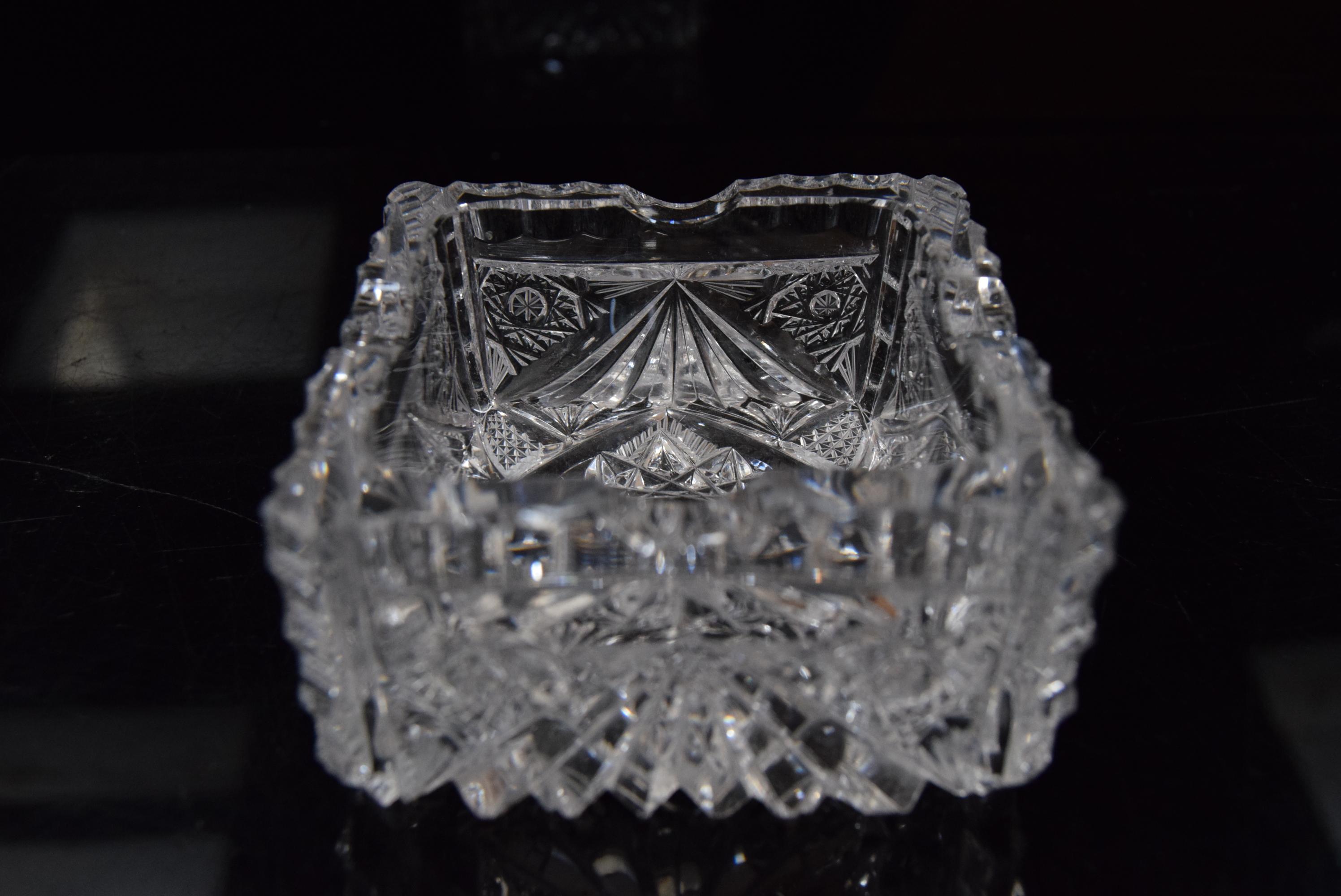Mid-20th Century Pair of Rare Vintage Ashtrays, Cut Crystal Glass, Bohemia in the, 1960s For Sale