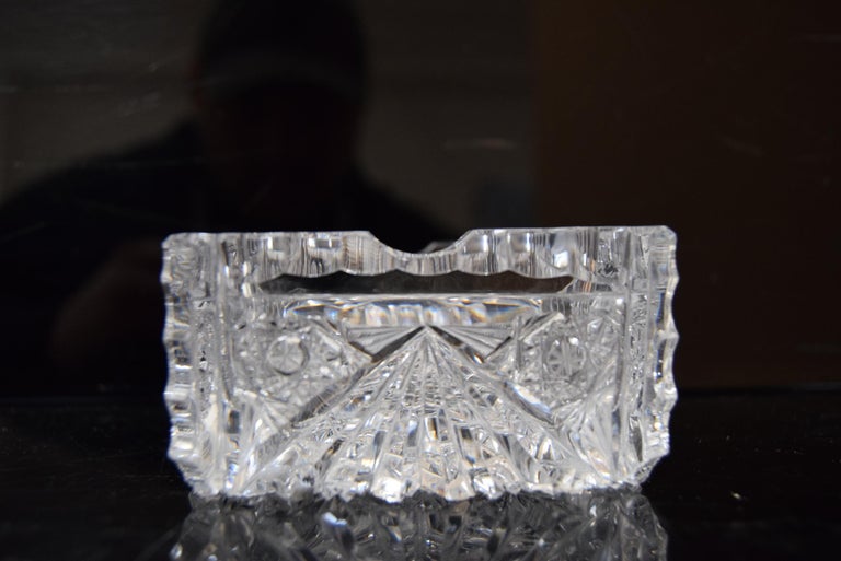 Pair of Rare Vintage Ashtrays, Cut Crystal Glass, Bohemia in the, 1960s