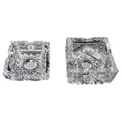 Pair of Rare Vintage Ashtrays, Cut Crystal Glass, Bohemia in the, 1960s