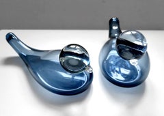 Pair of Large Rare Vintage Blown Glass Bird Sculptures 1960s