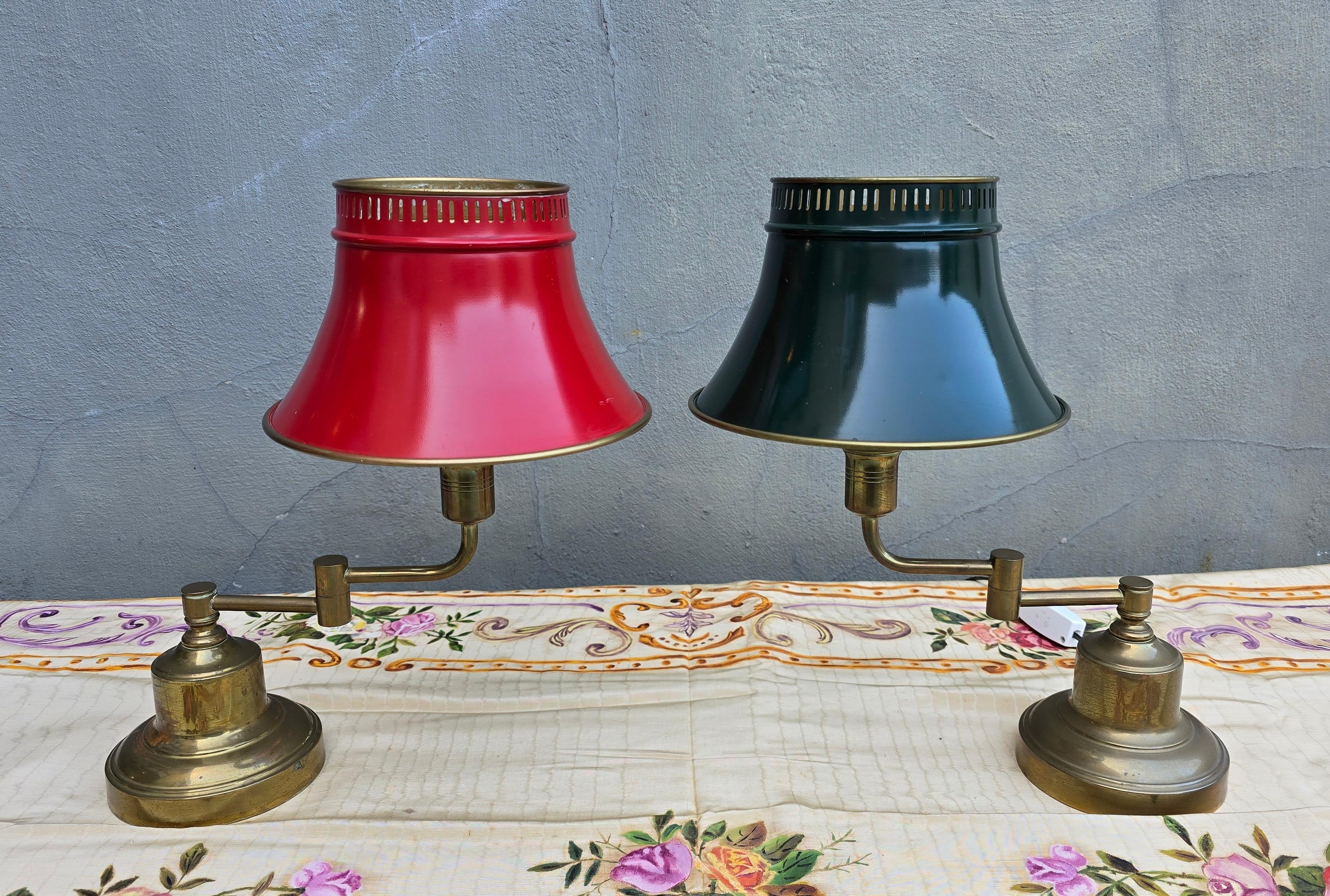 Français Paire de lampes de table bouillotte vintage rares en vente