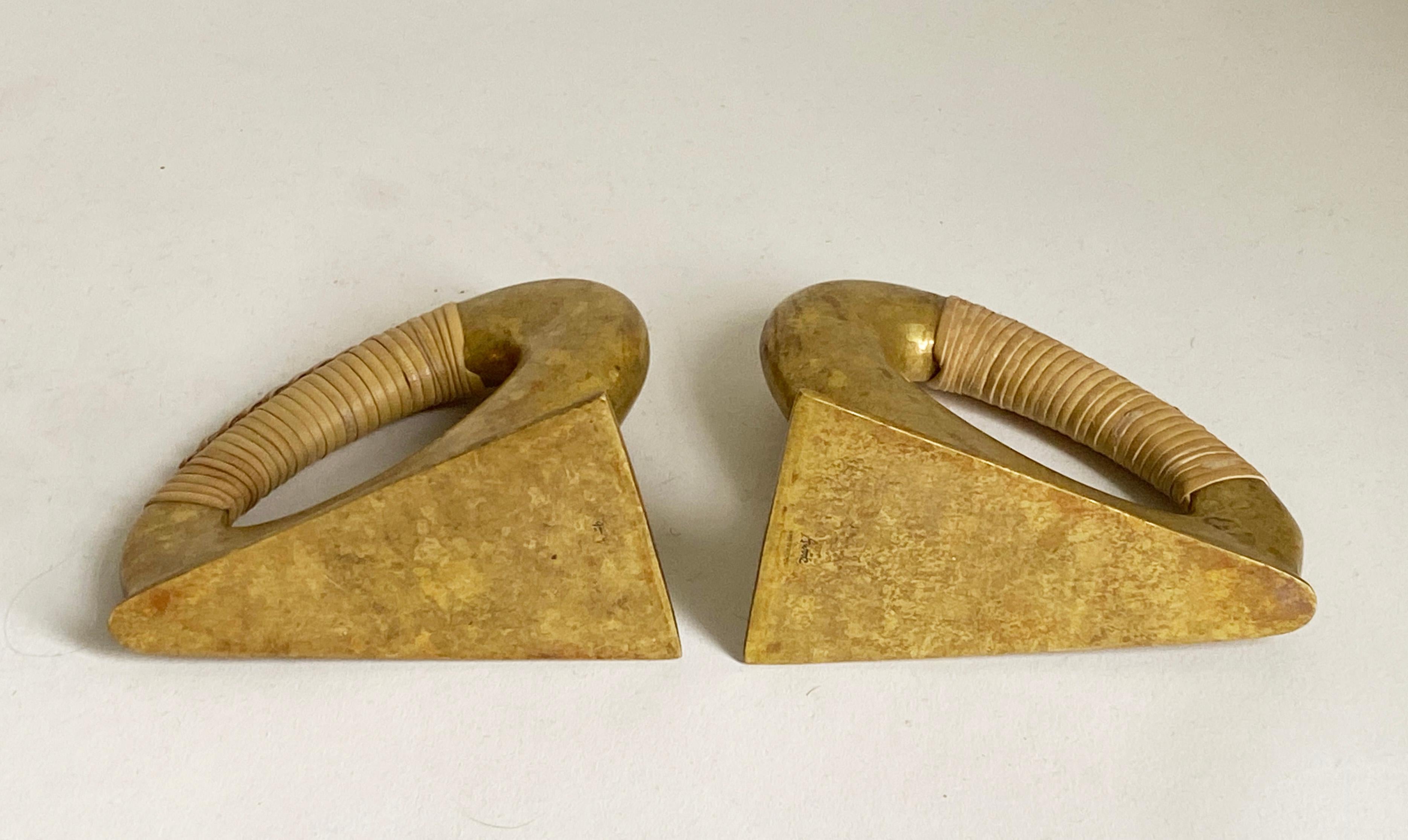 Brass Pair of Rare Vintage Carl Auböck Bookends, Austria, 1950s For Sale