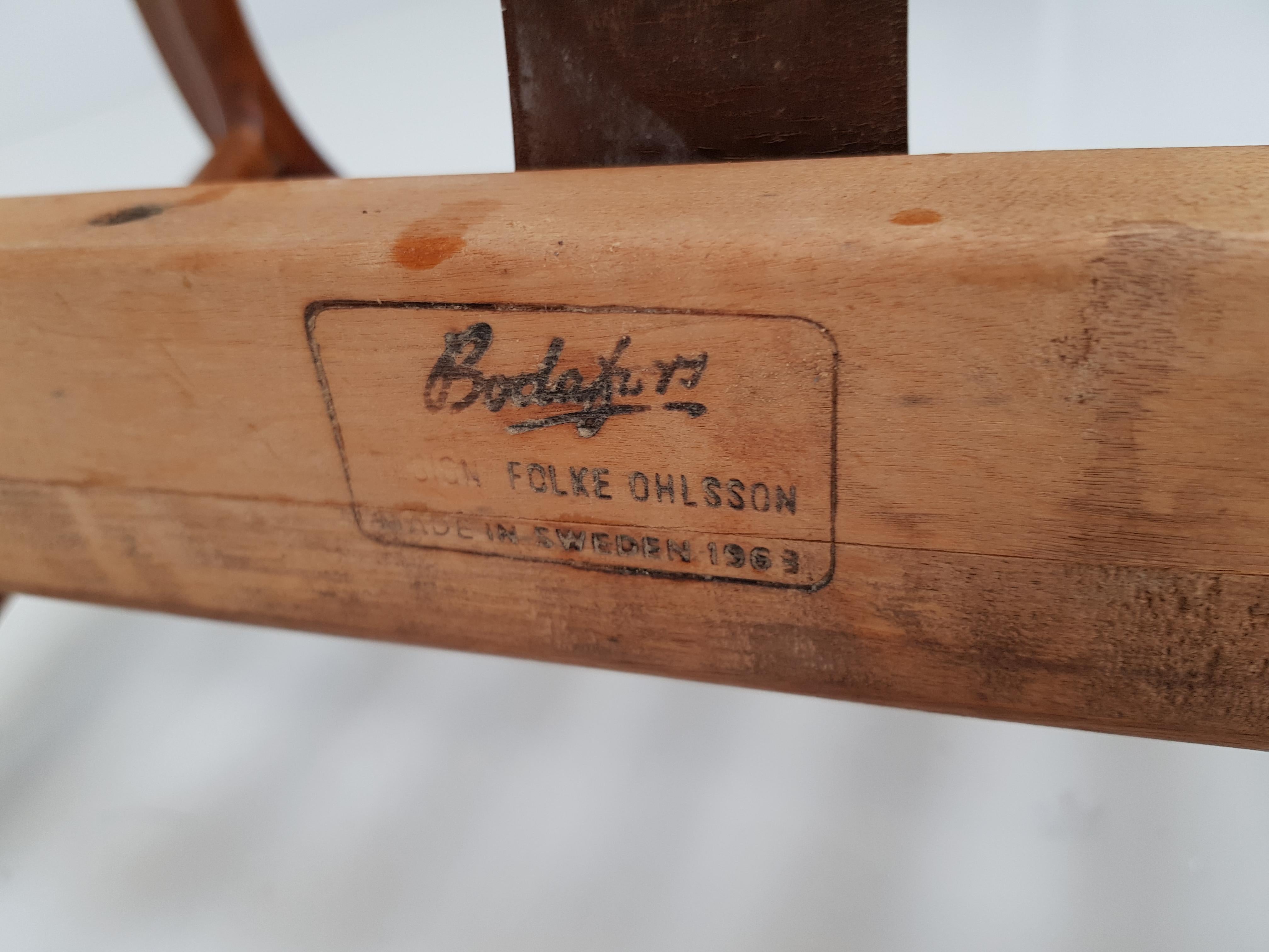 Pair of Rare Vintage Folke Ohlsson Armchairs for Bodafors, Sweden, 1963 3