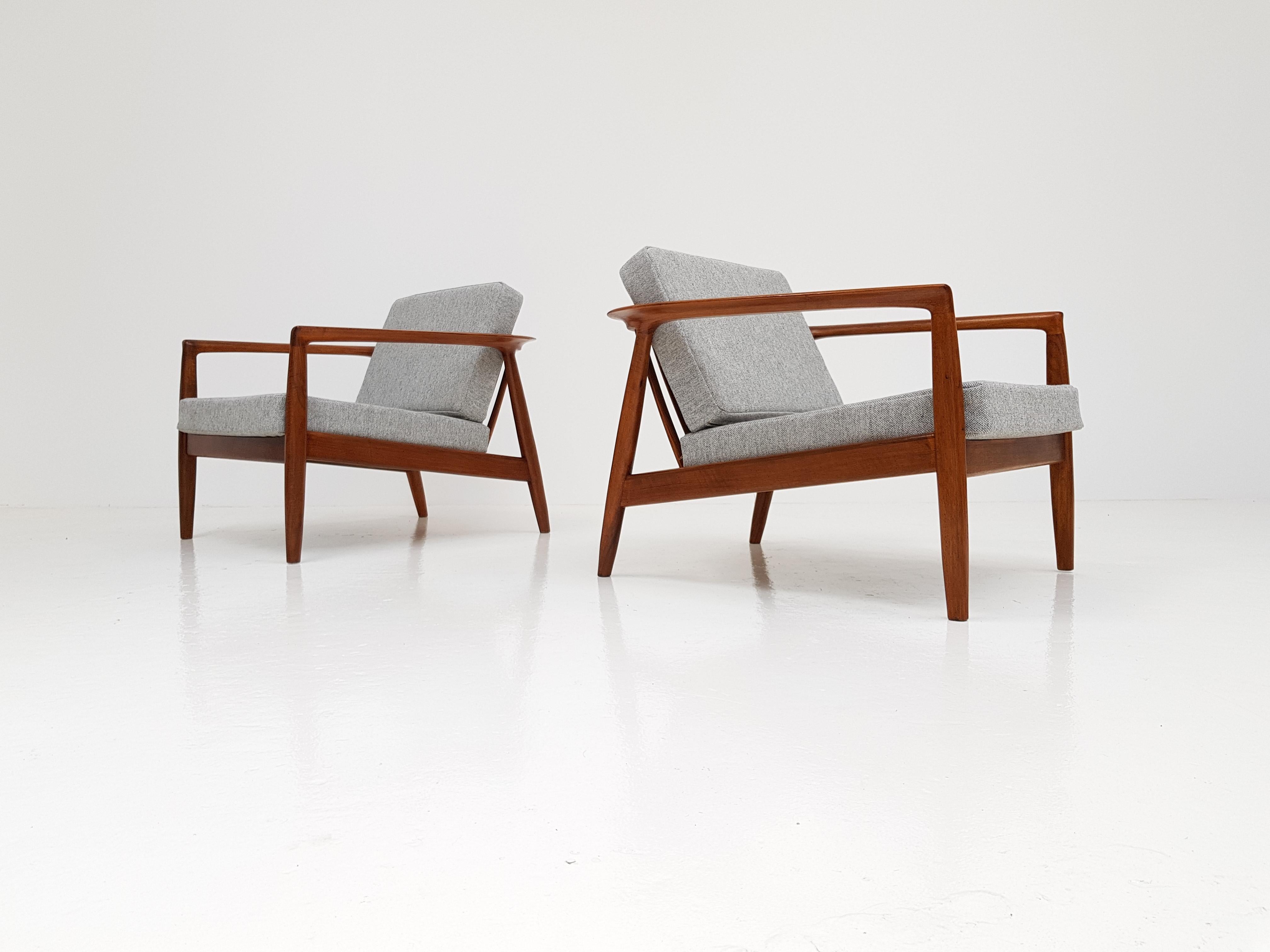 Mid-Century Modern Pair of Rare Vintage Folke Ohlsson Armchairs for Bodafors, Sweden, 1963