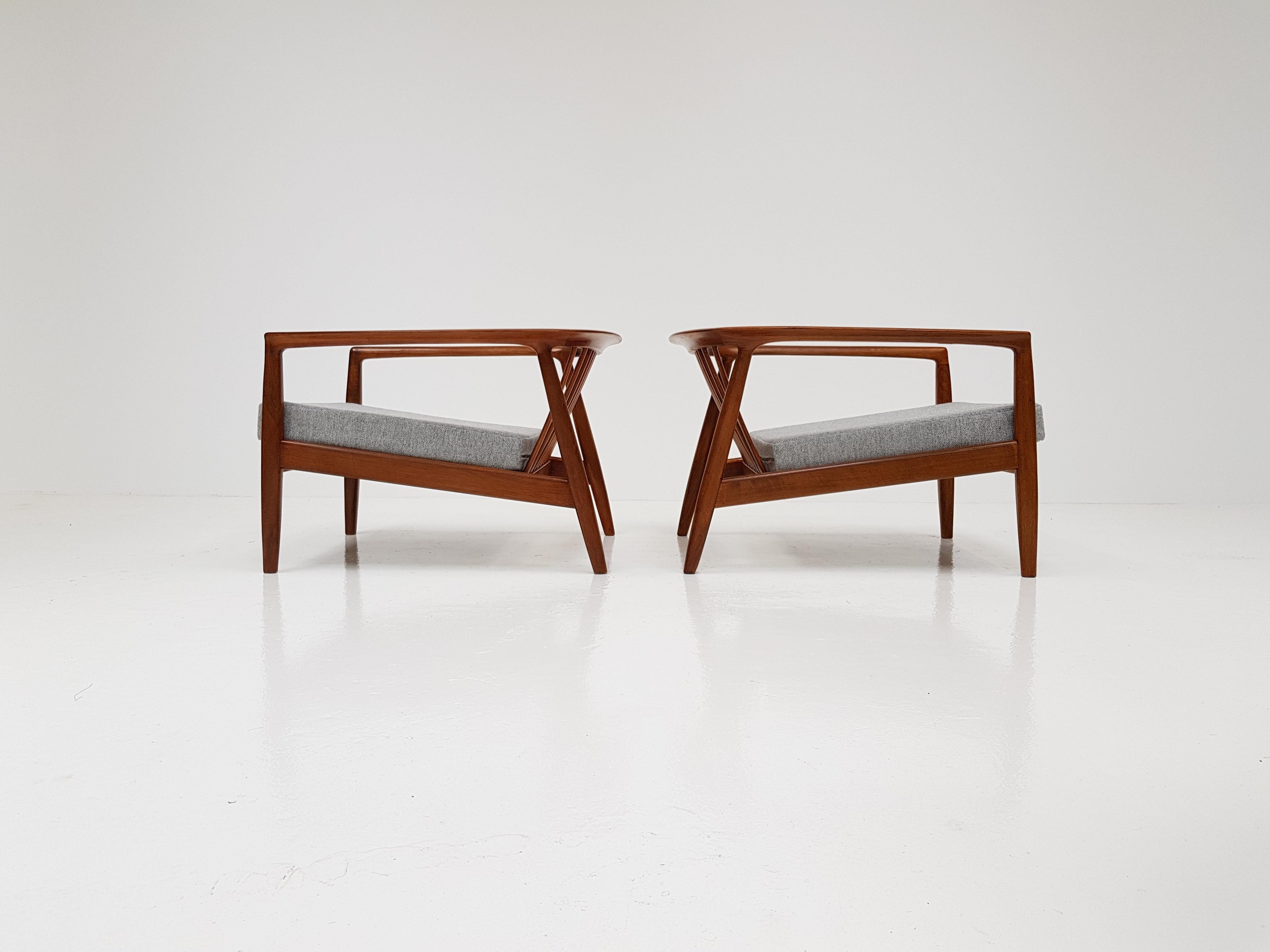 20th Century Pair of Rare Vintage Folke Ohlsson Armchairs for Bodafors, Sweden, 1963