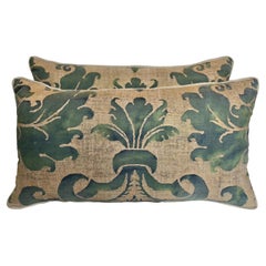 Pair of Rare Vintage Fortuny Glicine Patterned Kidney Pillows