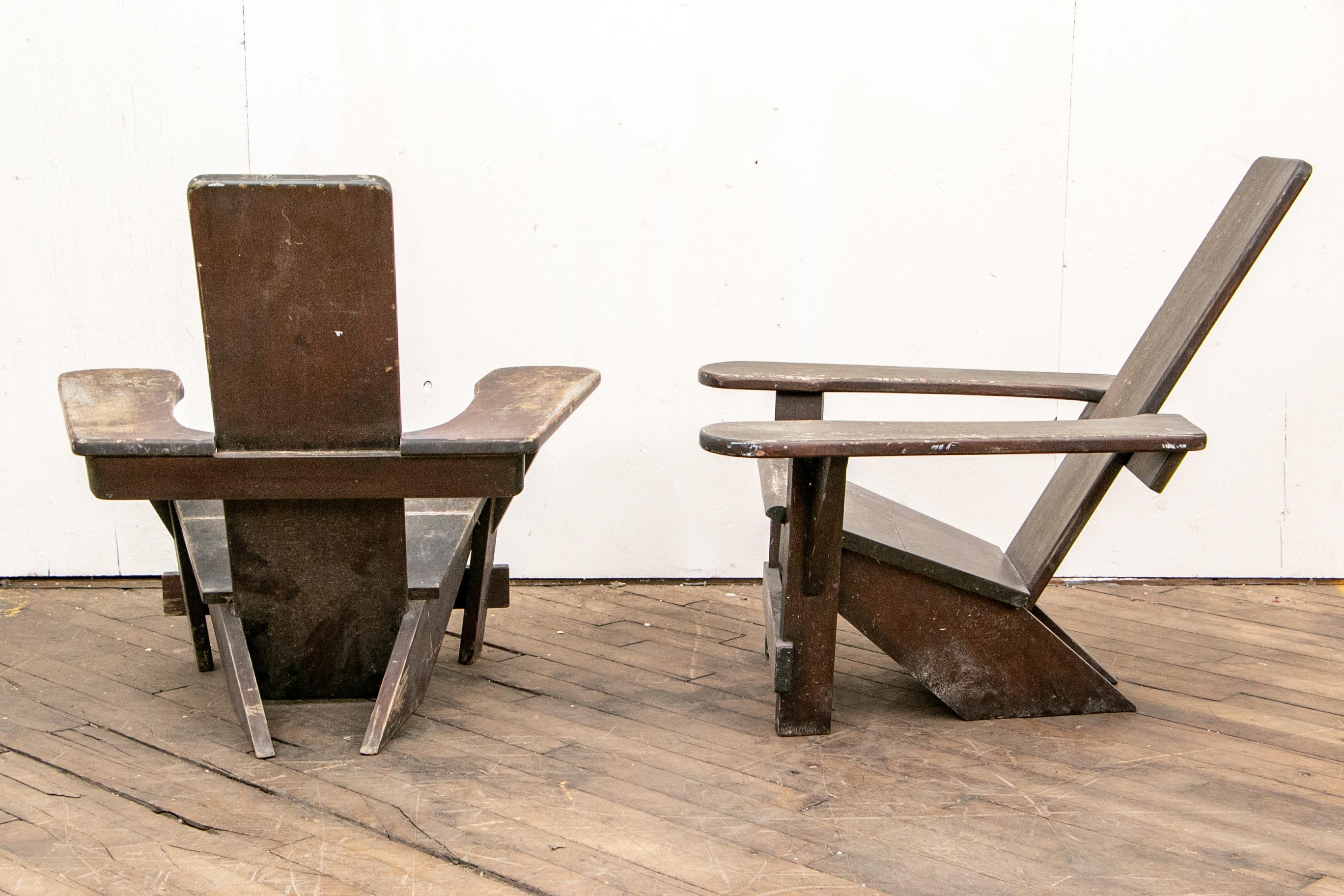 Paar seltene Harry Bunnell „Westport“ Adirondack-Stühle für Kinder 8