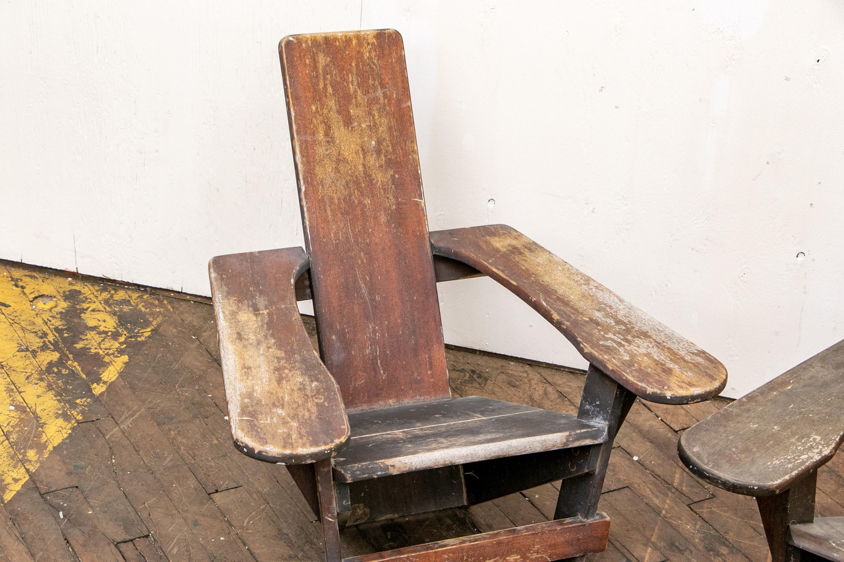Paar seltene Harry Bunnell „Westport“ Adirondack-Stühle für Kinder 3