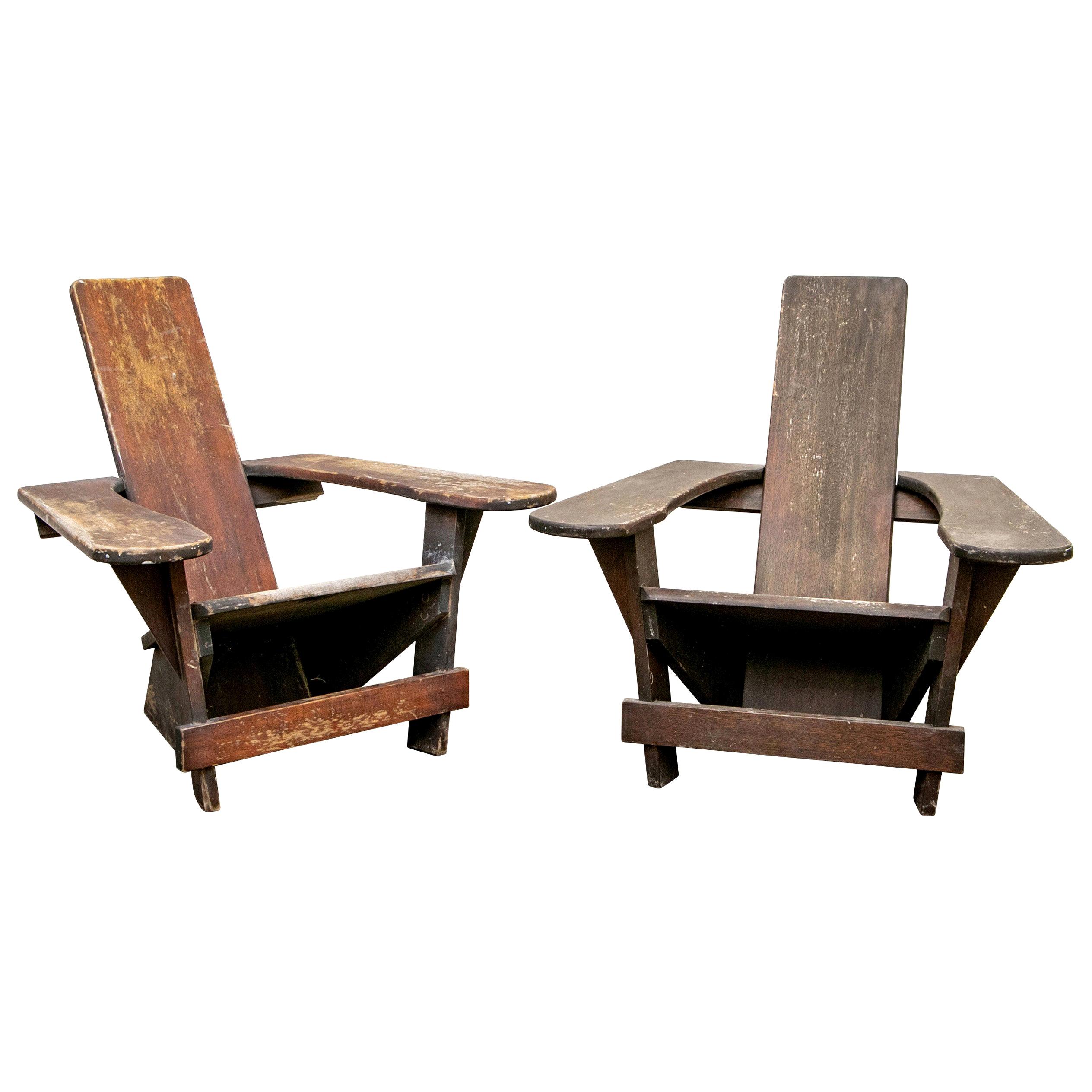 Pair of Rare Vintage Harry Bunnell "Westport” Child’s Adirondack Chairs