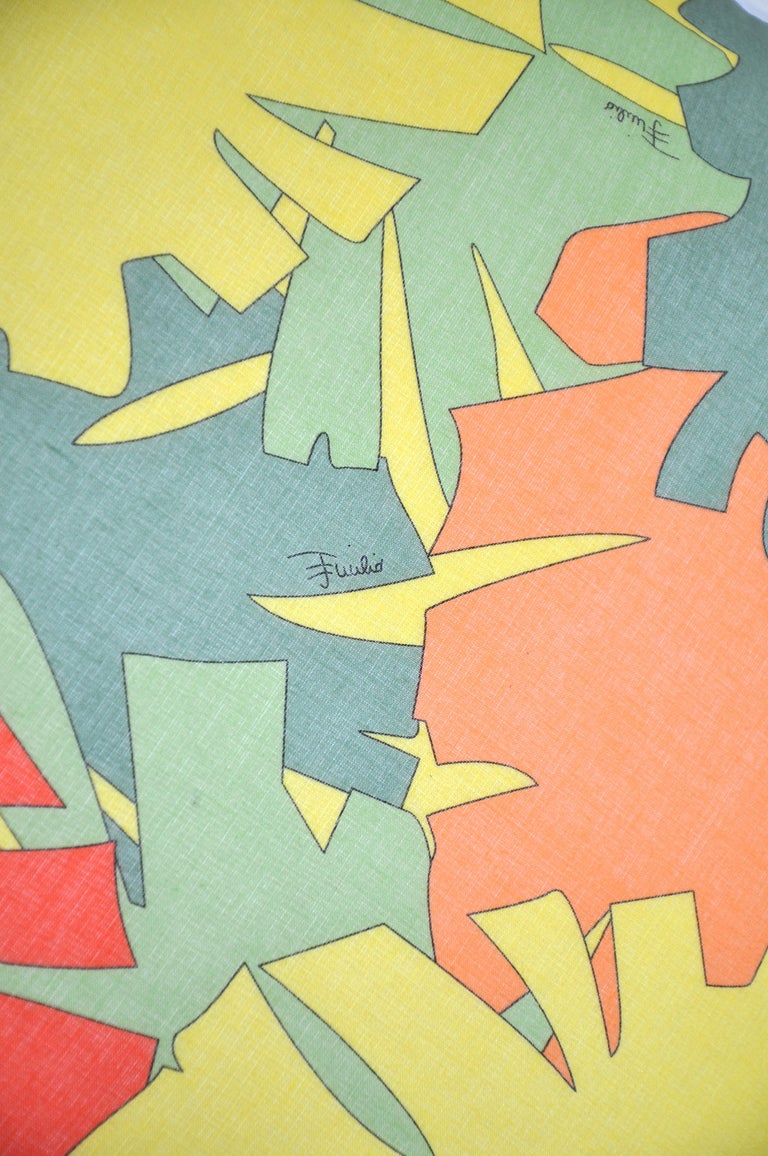 Coppia di rari foulard Pucci vintage con cuscini in lino in