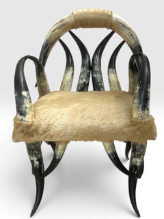 Ein Paar seltener Vintage-Sessel im rustikalen Südwest-Stil aus Stierhorn und Rindsleder.