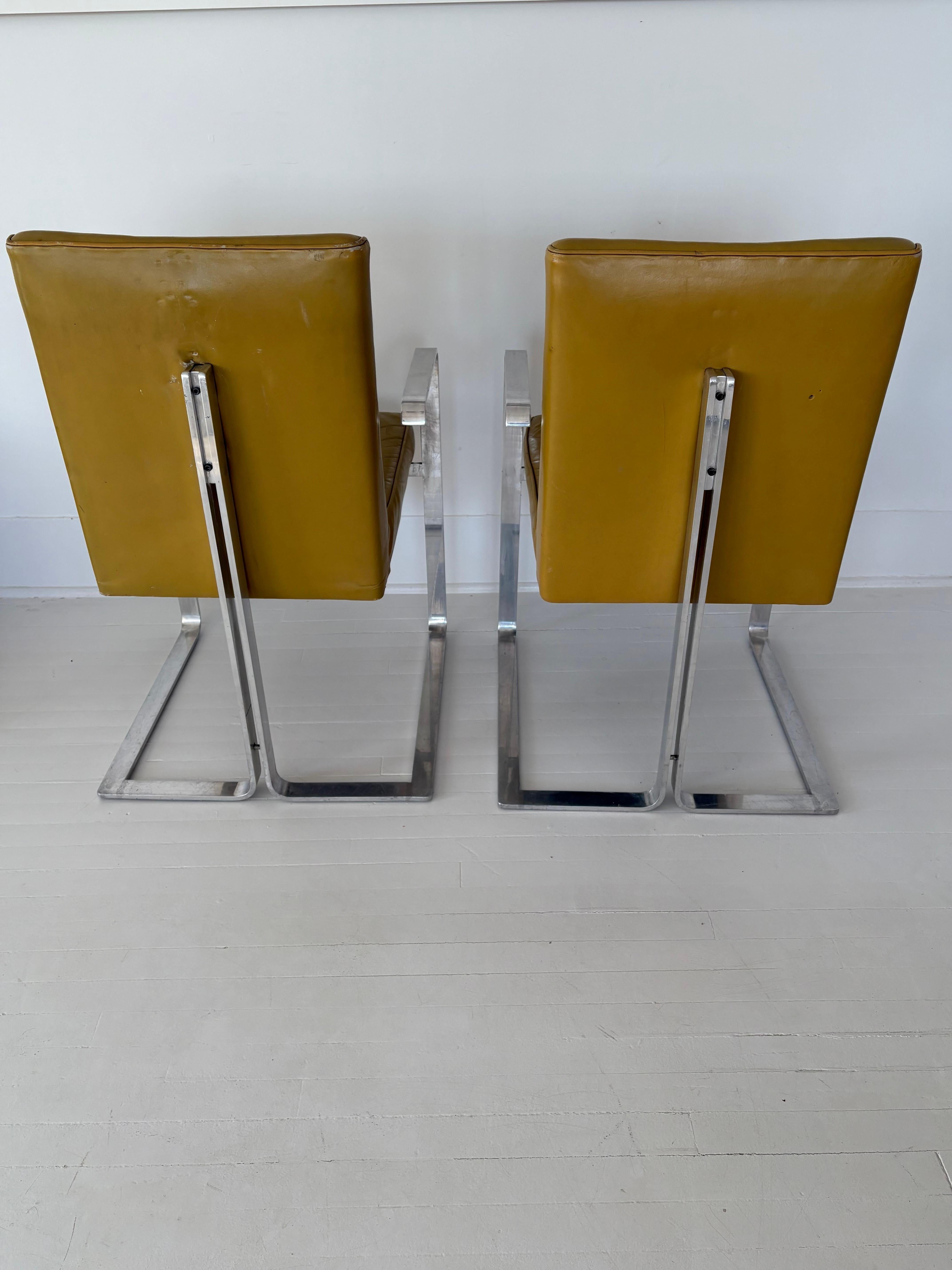 Stainless Steel Pair of Rare Vladimir Kagan 1960s Arm Dining Chairs For Sale