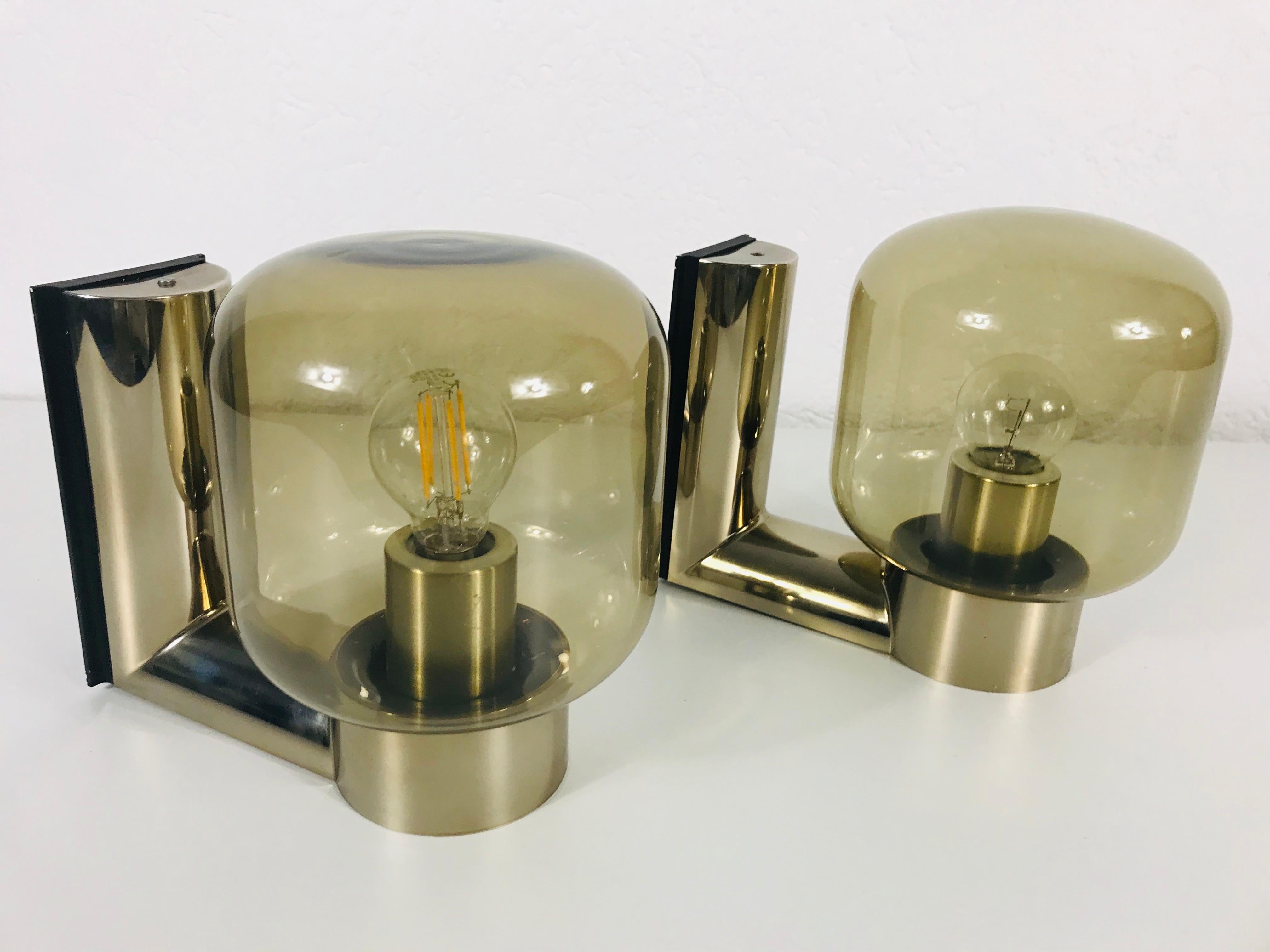 Space Age Pair of Rare Wall Lights by Motoko Ishii for Staff Leuchten, 1970 For Sale