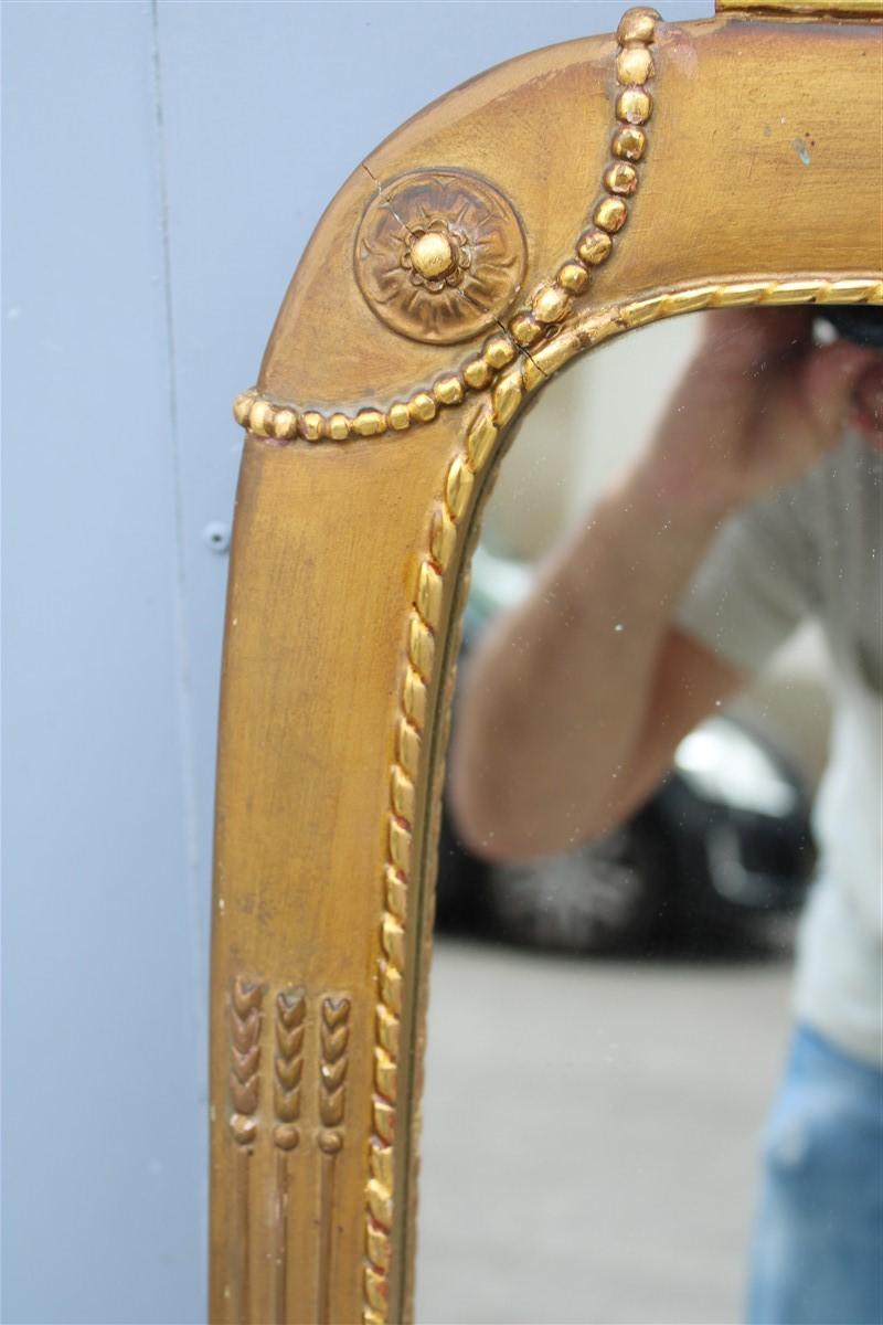 Pair of Rare Wall Mirrors Wood and Gold Leaf 1955 Cantù Giovanni Gariboldi Style For Sale 6