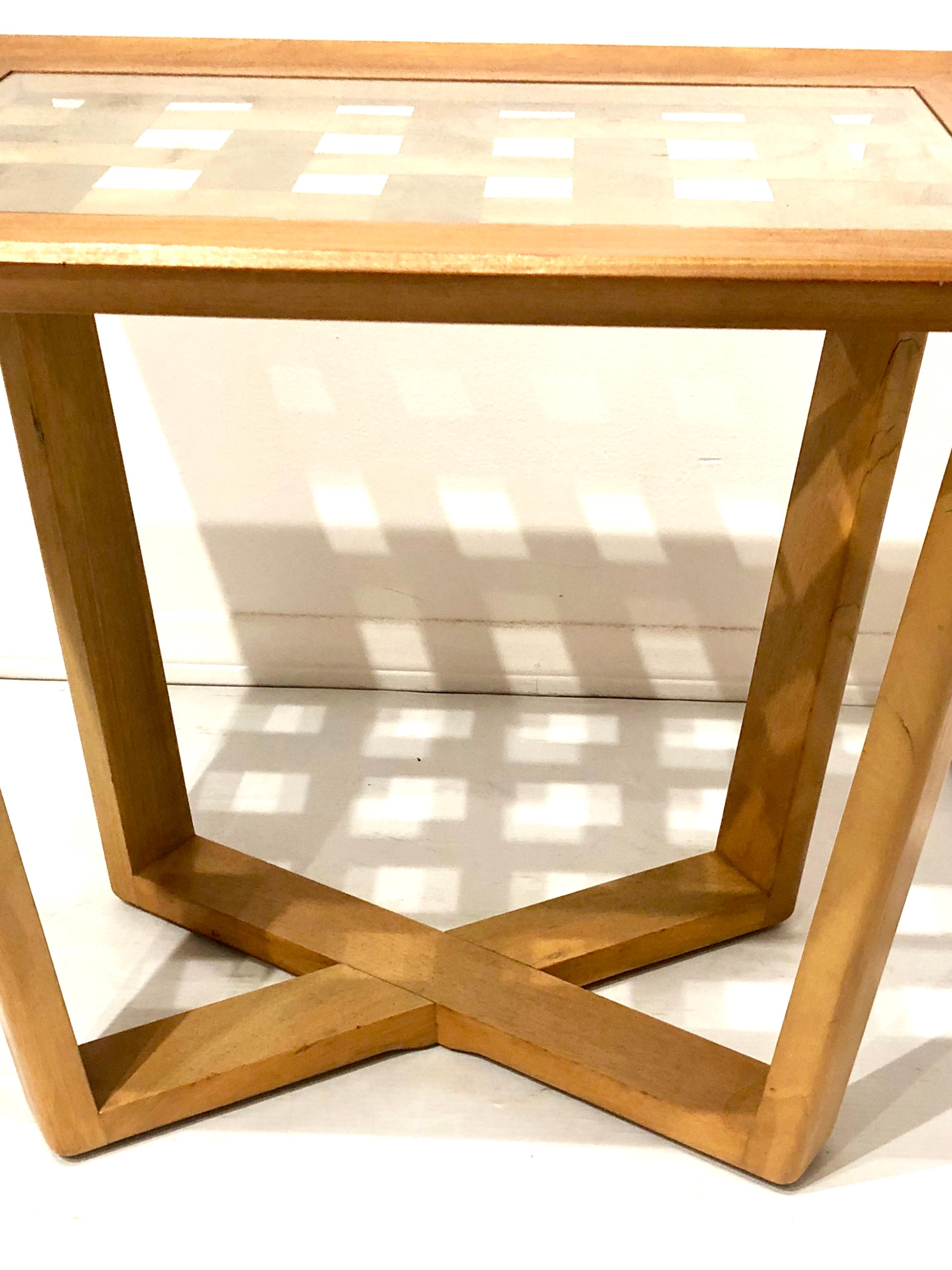 Pair of Rare Wood and Brass Mid-Century Modern End Tables 2