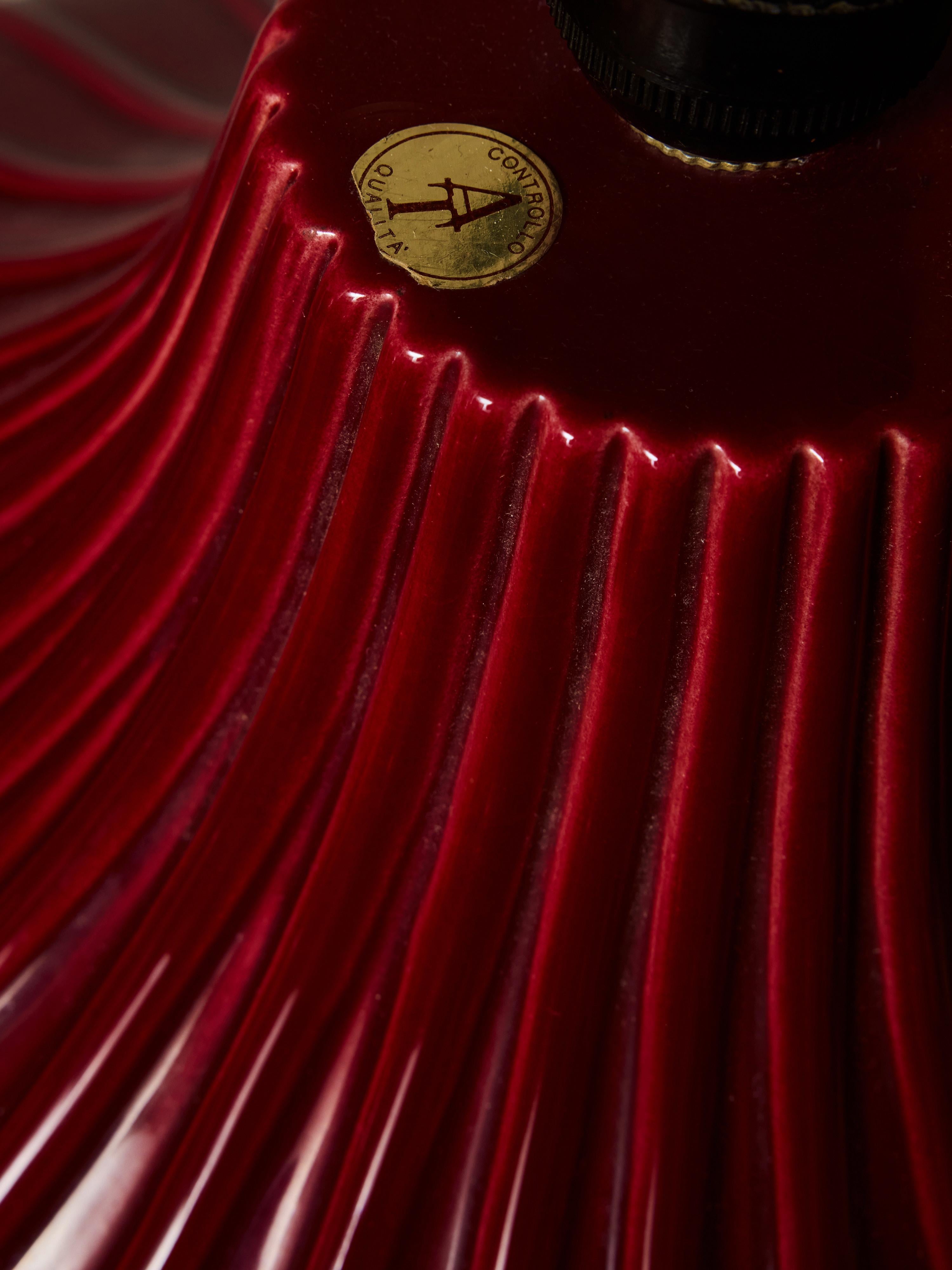 Pair of Raspberry Red Large Ceramic Table Lamps For Sale 2