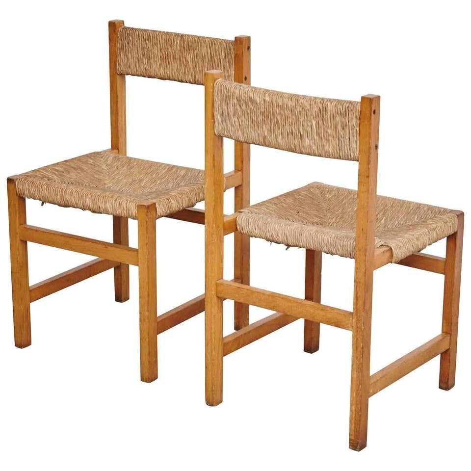 Pair of Rationalist Rattan Spanish Chairs, circa 1960 For Sale 7