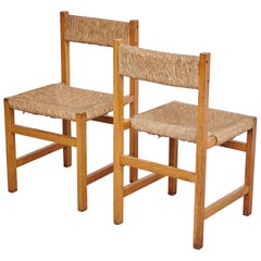 Pair of Rationalist Rattan Spanish Chairs, circa 1960