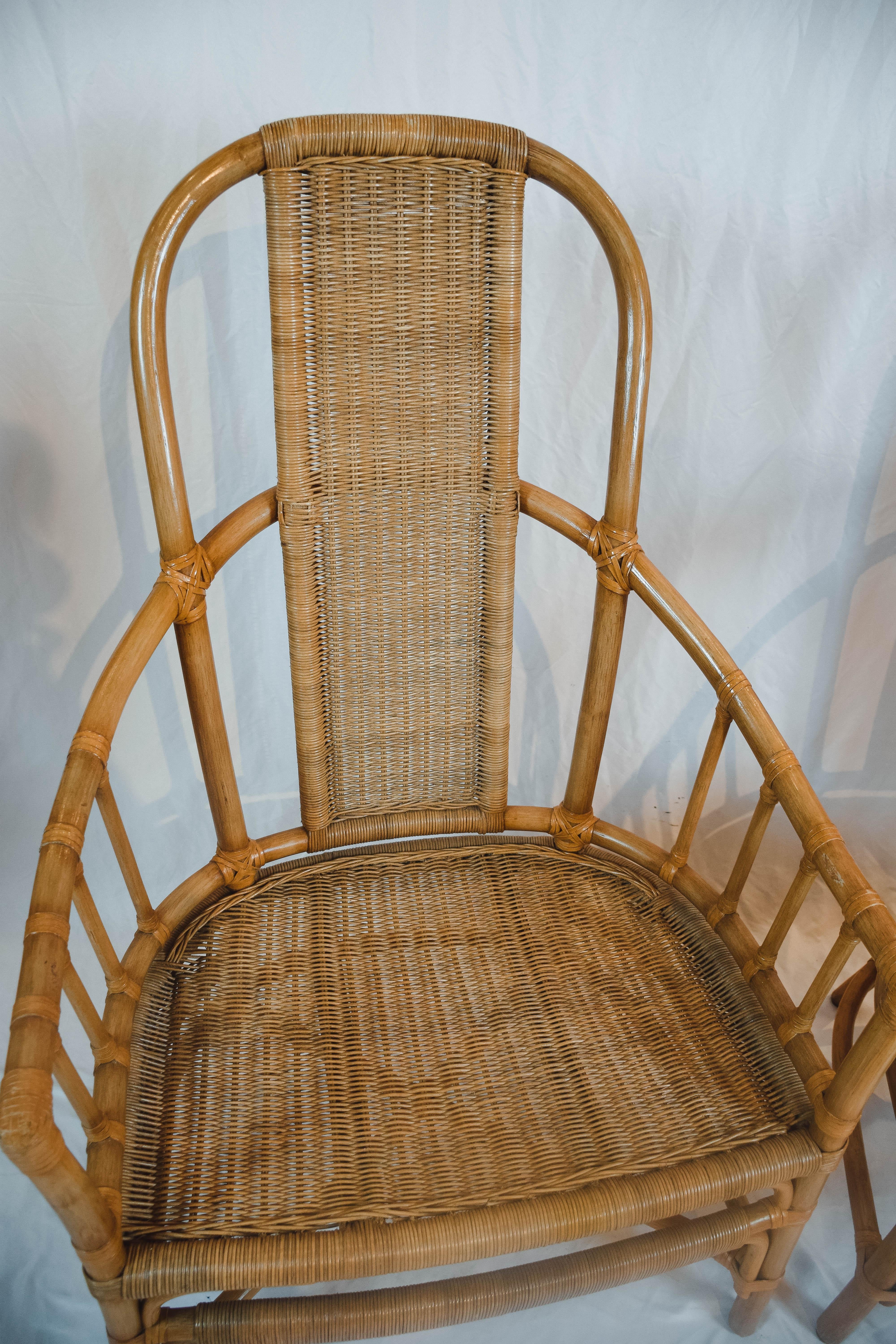 Pair of Rattan and Bentwood Armchairs In Good Condition In Houston, TX