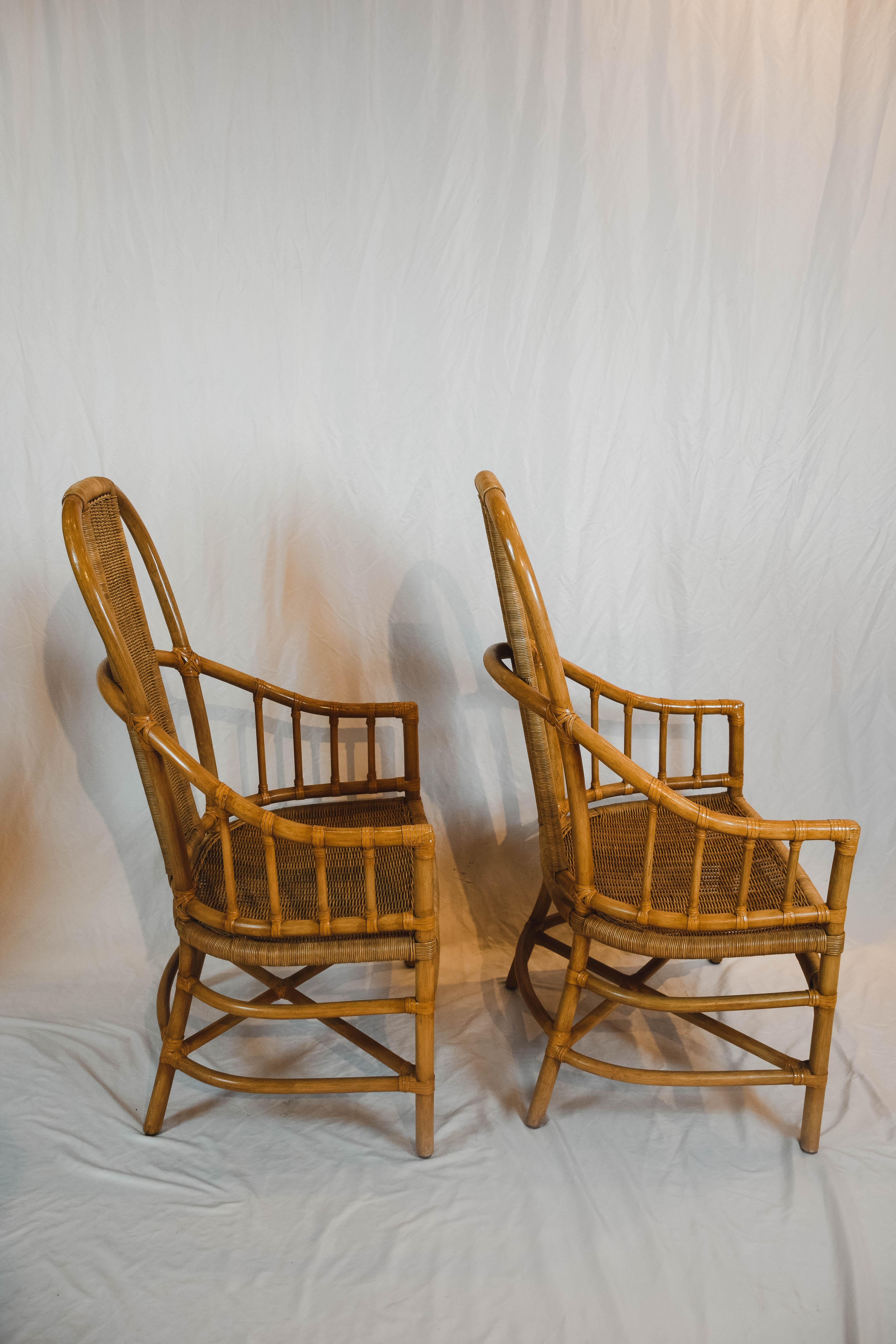 Pair of Rattan and Bentwood Armchairs 1