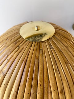 Pair of Rattan and Brass Cactus Lamps, Italy