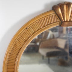 Pair of rattan and copper mirrors