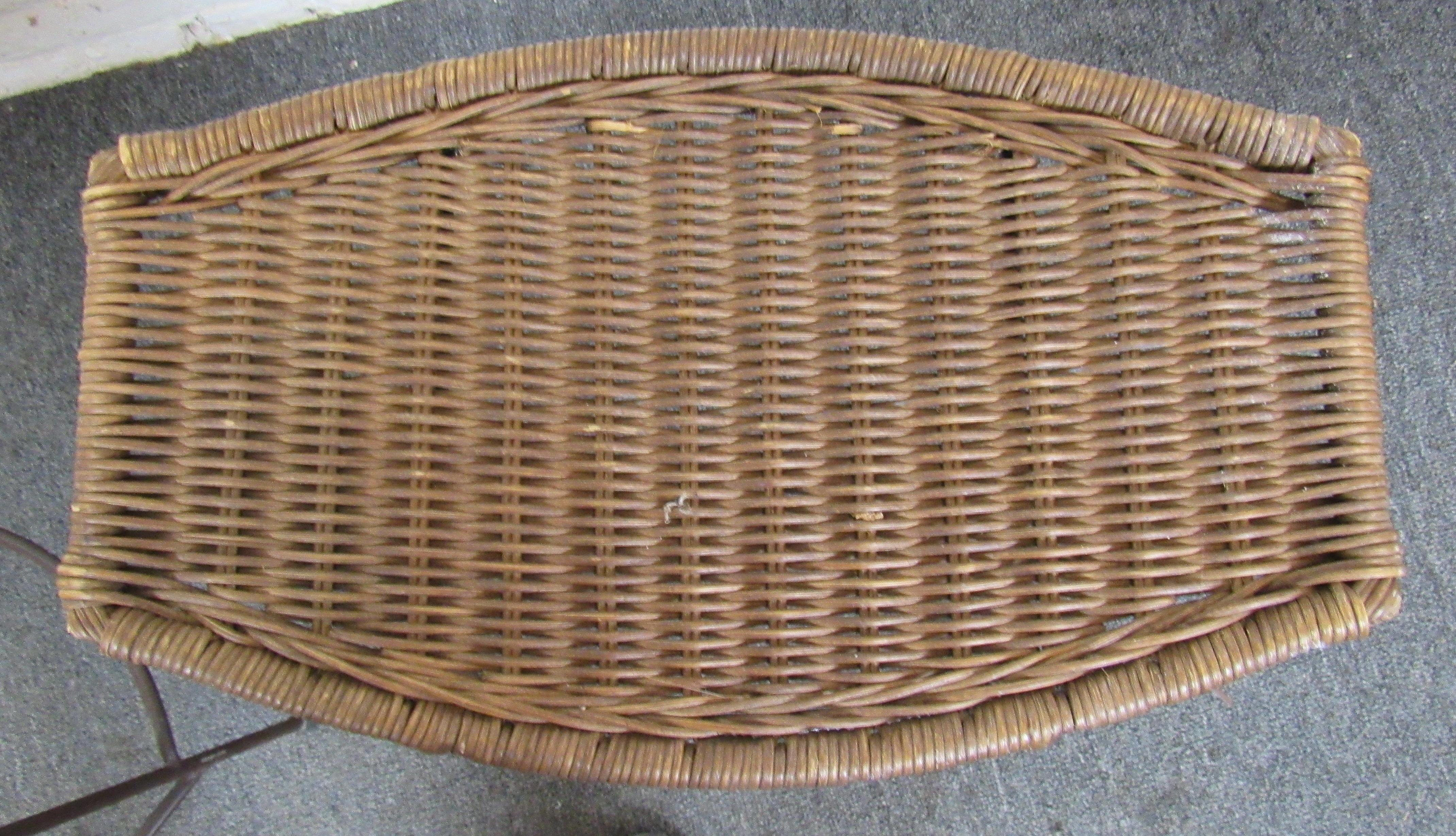 Pair of Rattan and Iron Stools 2