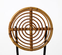 Pair of Rattan and Metal Disc Chairs, France, 1950s