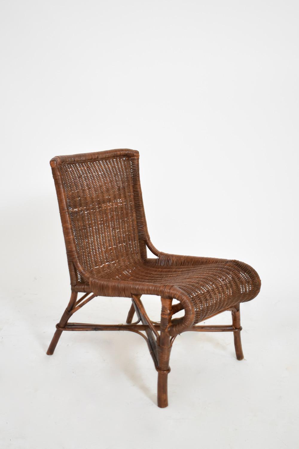 Coppia di sedie da camino in rattan e vimini, anni '50. In condizioni ottime in vendita a Lisboa, PT