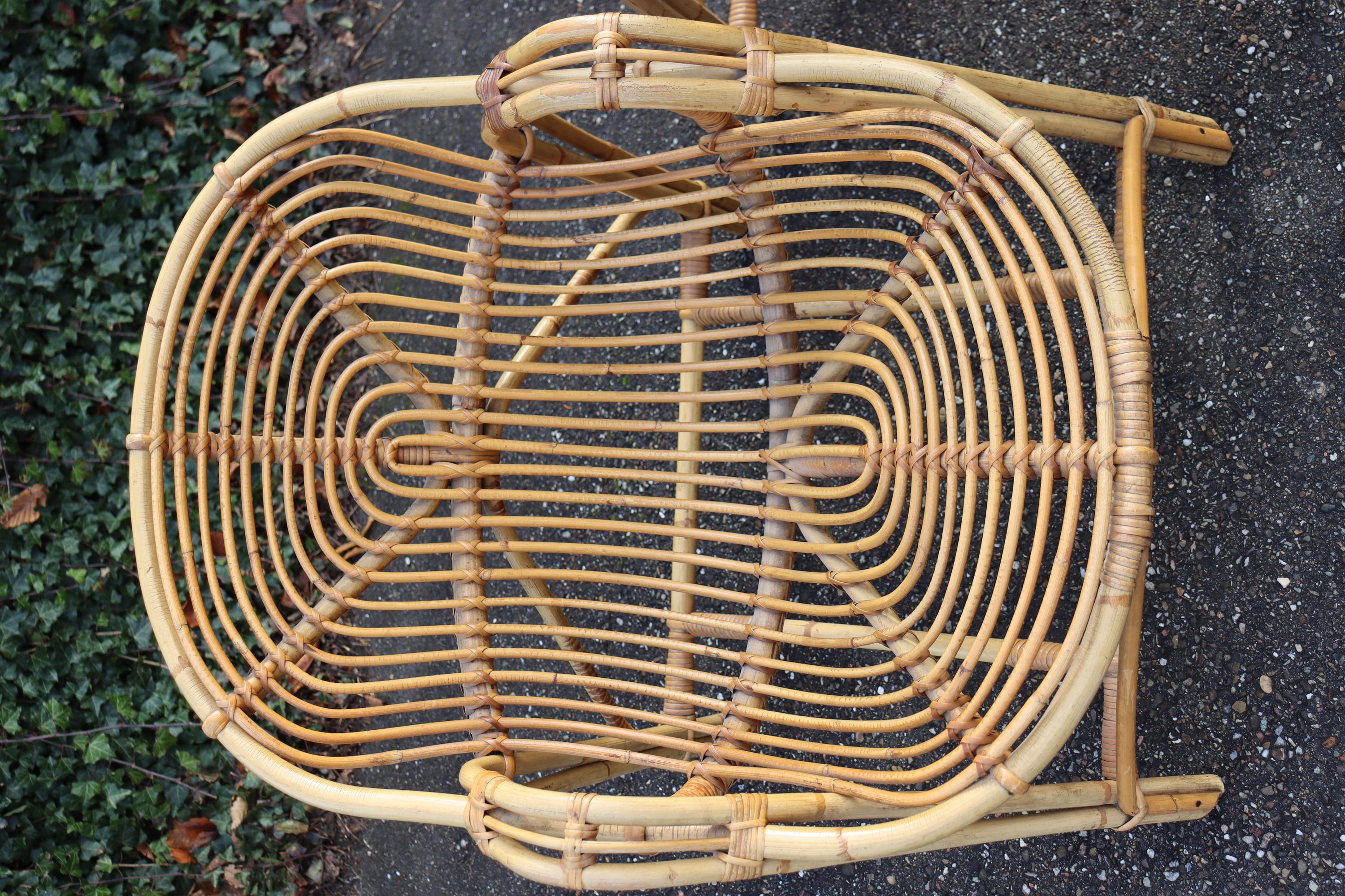 Pair Of Rattan Armchairs Attributed To Audoux Minnet im Angebot 2