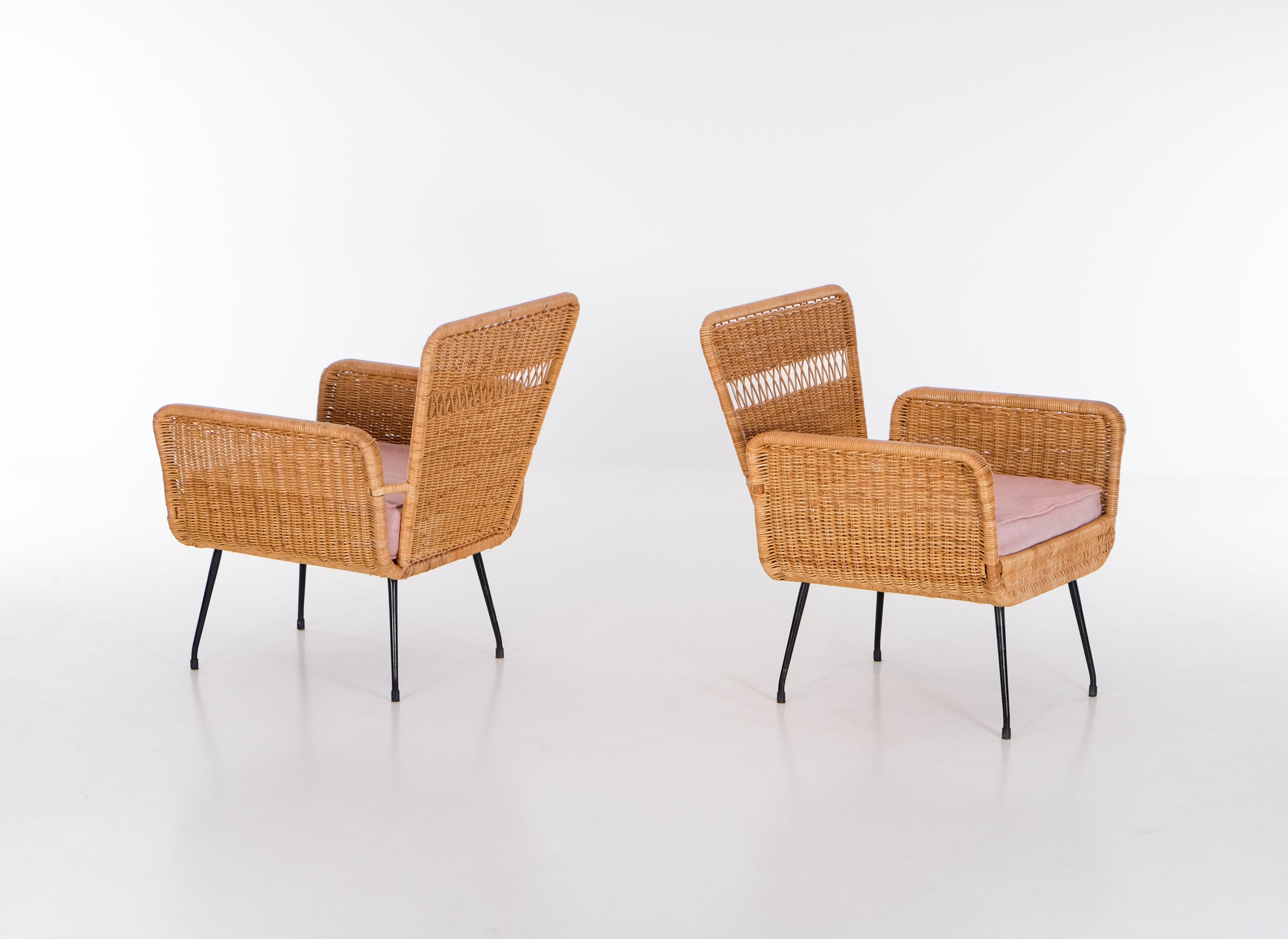 Paire de fauteuils en rotin, Brésil, années 1960 en vente 2
