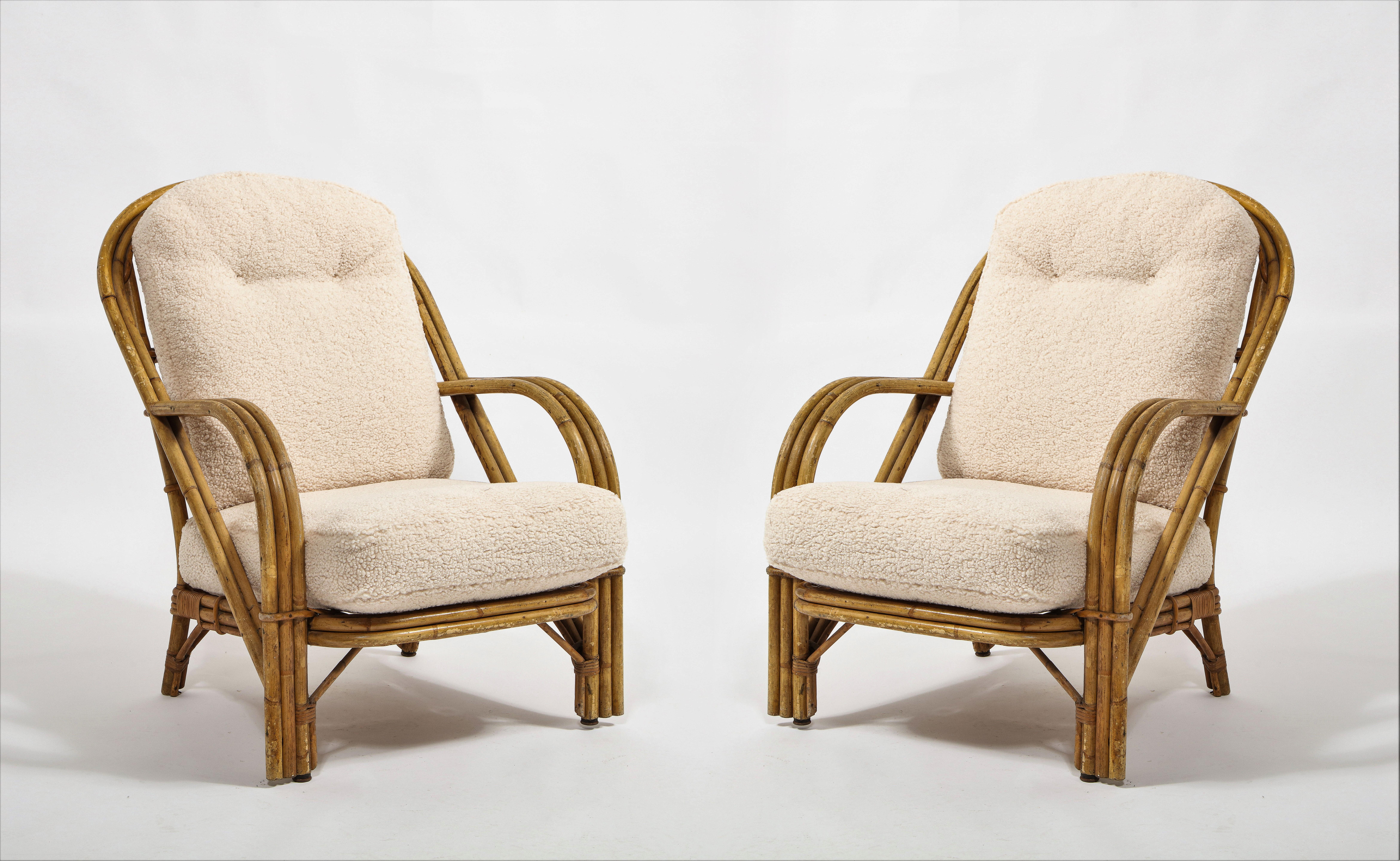 Pair of Rattan Armchairs by Audoux Minnet, France, 1960's