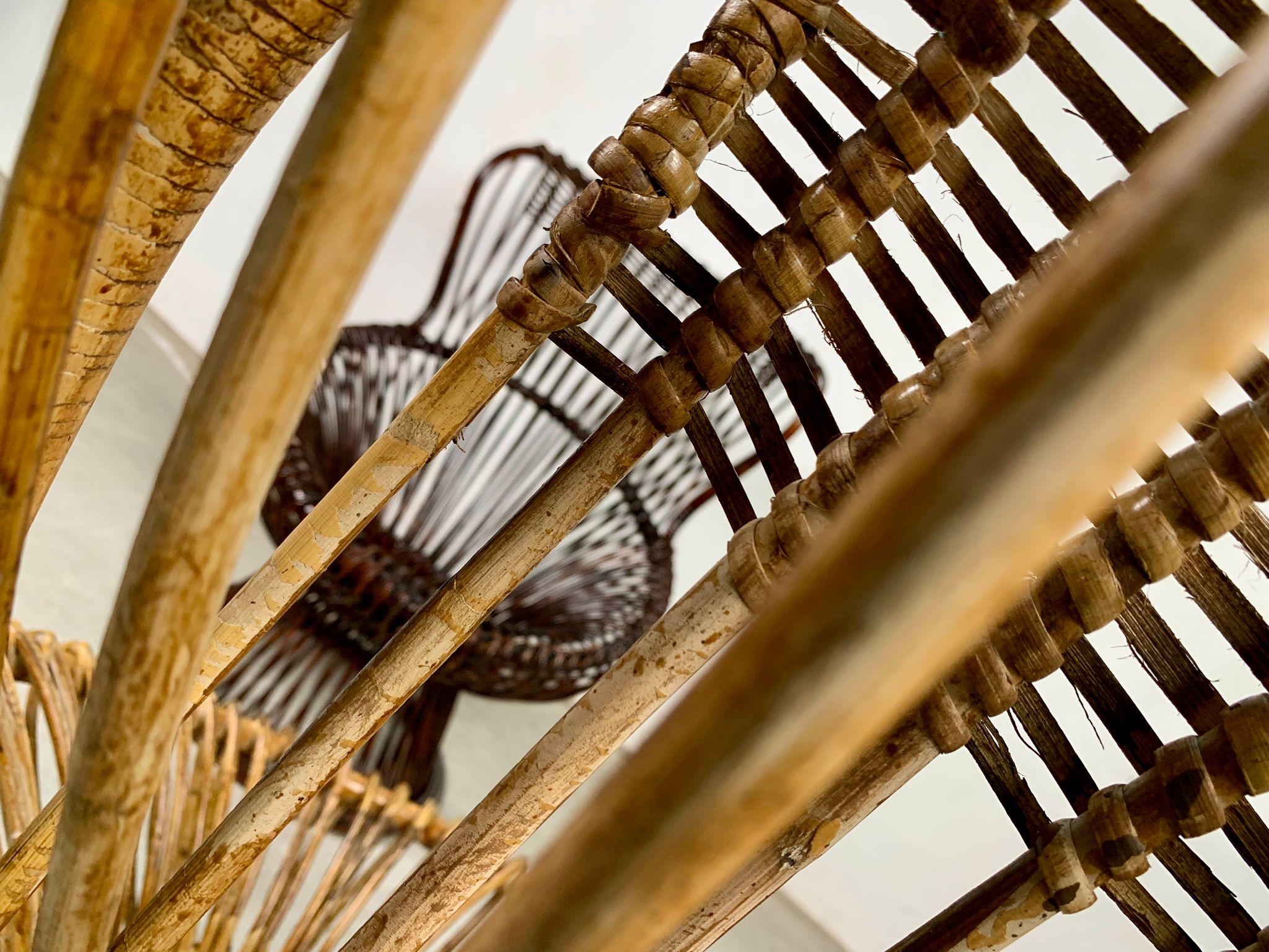 Pair of rattan armchairs Margherita by Franco Albini for Bonacina, Italy, 1950s In Good Condition For Sale In Milano, IT